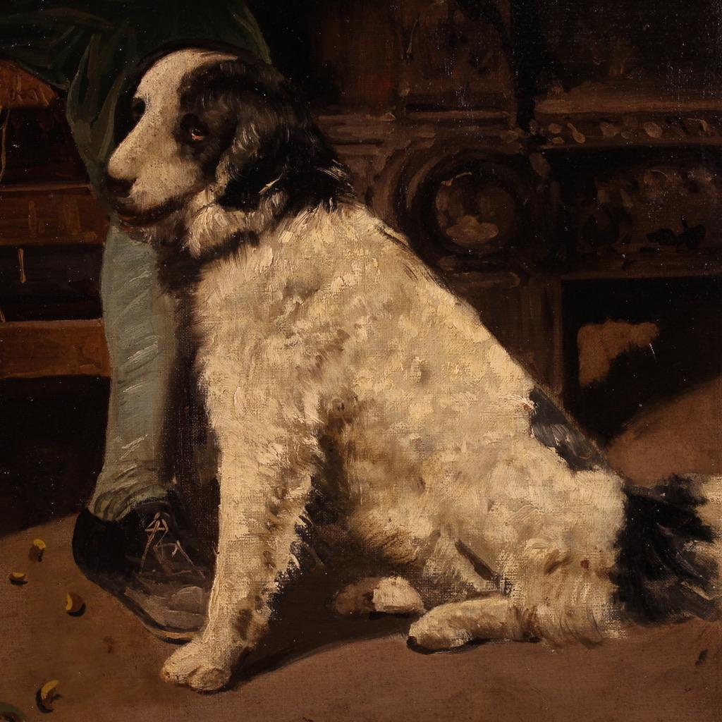 19. Jahrhundert Öl auf Leinwand Italienisch signiert Gemälde Genre-Szene, 1820 im Angebot 3