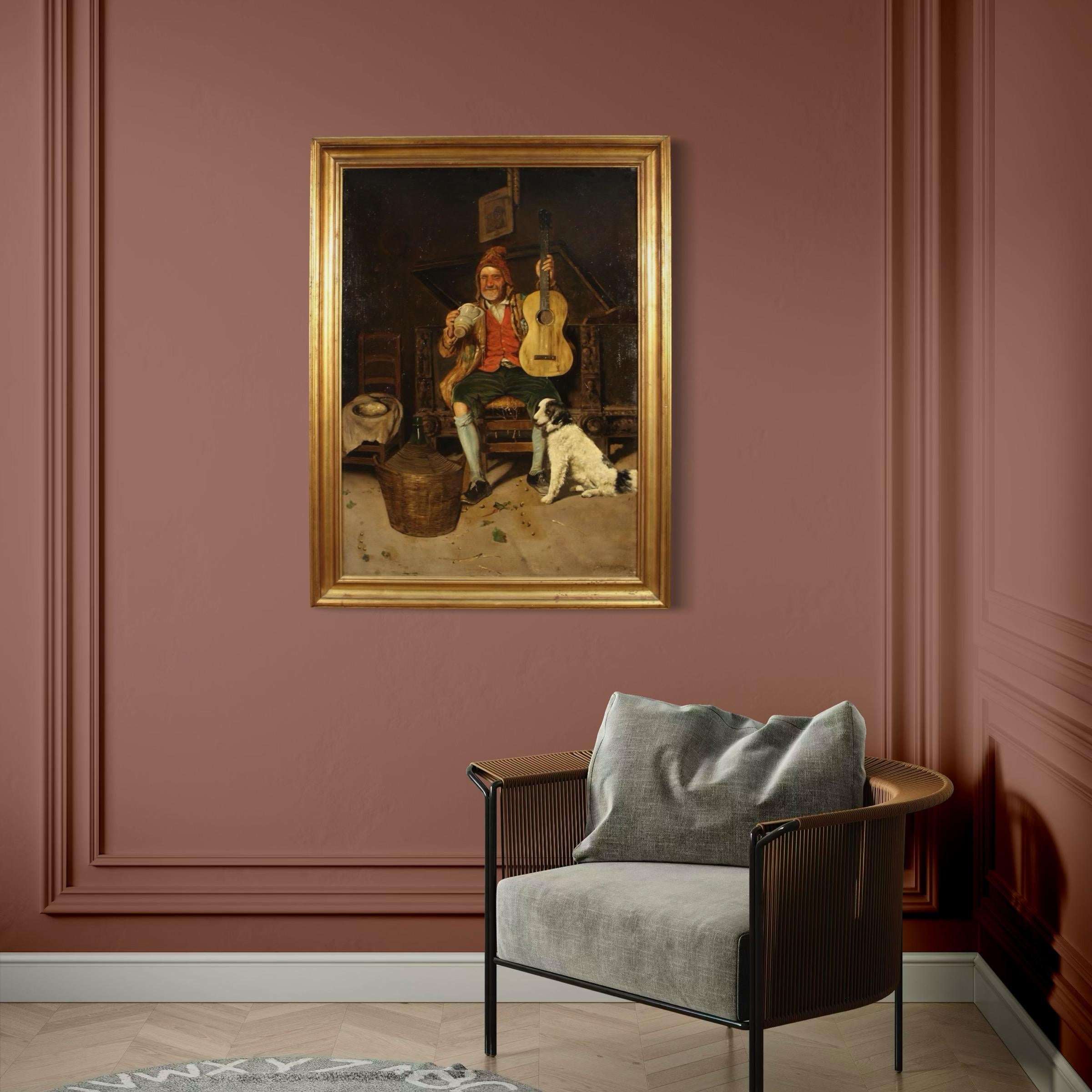 19. Jahrhundert Öl auf Leinwand Italienisch signiert Gemälde Genre-Szene, 1820 im Angebot 4