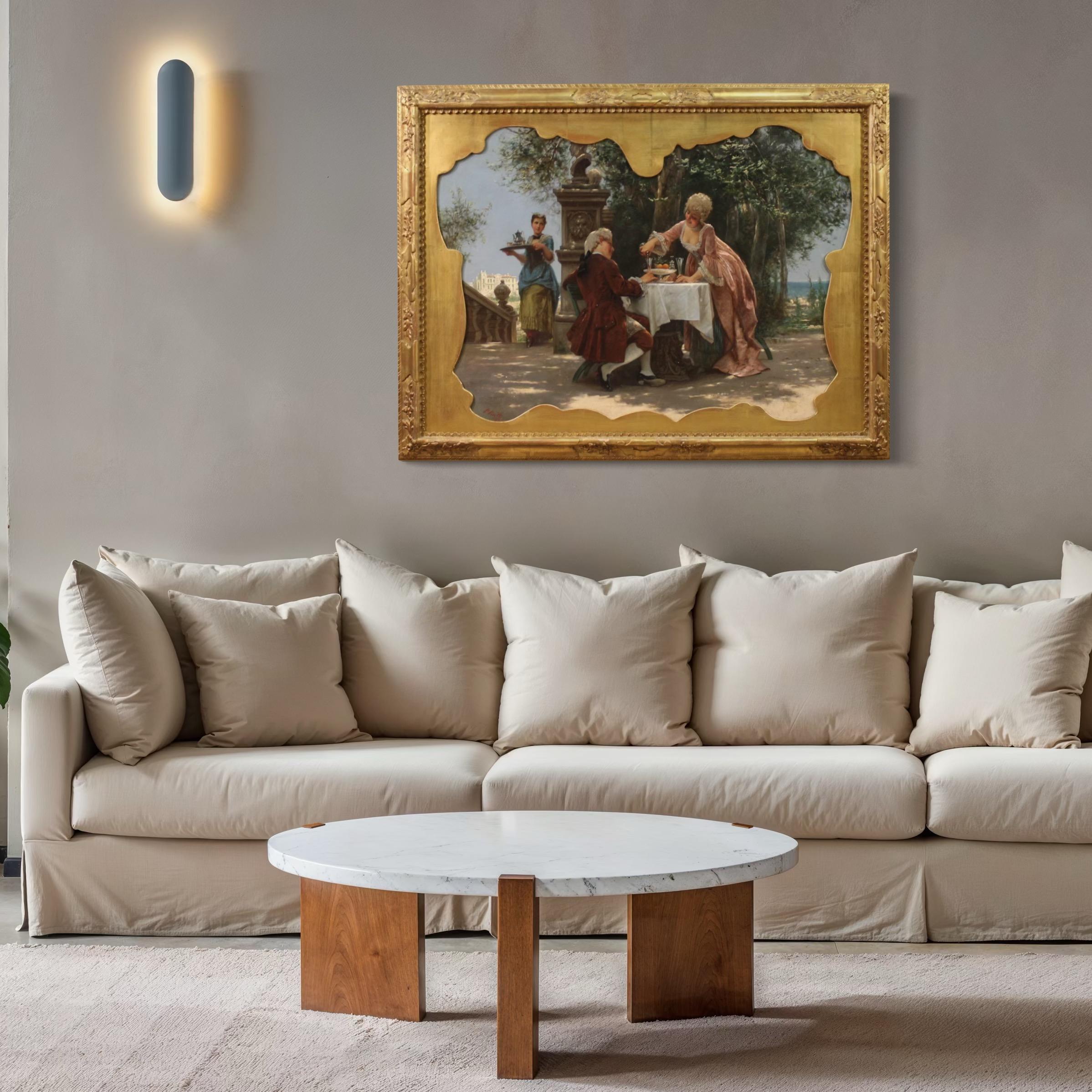 19th Century Oil on Canvas Italian Signed Prospero Piatti Painting Gallant Scene im Angebot 7