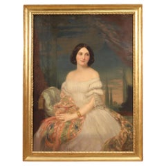 19th Century Oil on Canvas Italian Signed Tofano Lady Portrait Painting, 1890