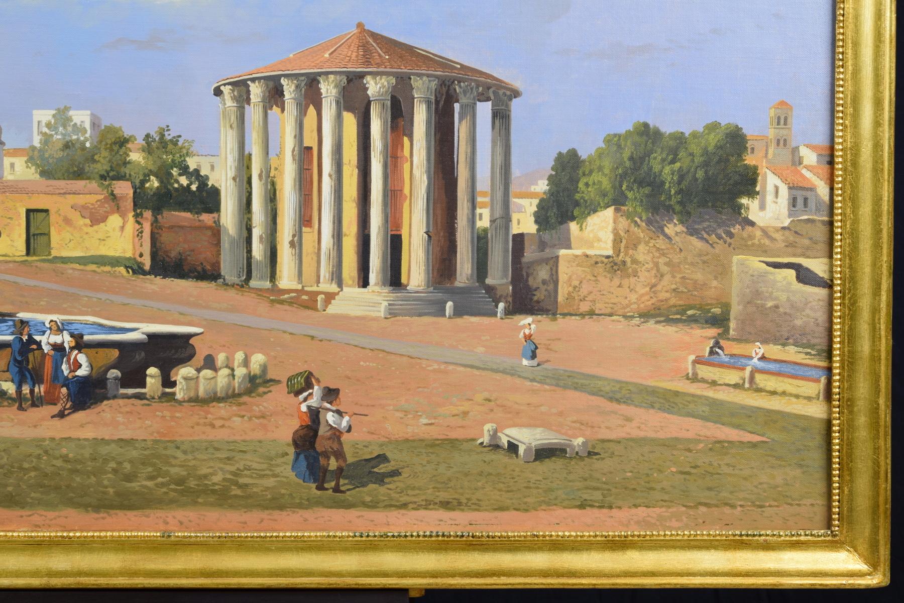 19ème siècle:: Huile sur toile:: Vue italienne du Forum Boario de Rome en vente 4