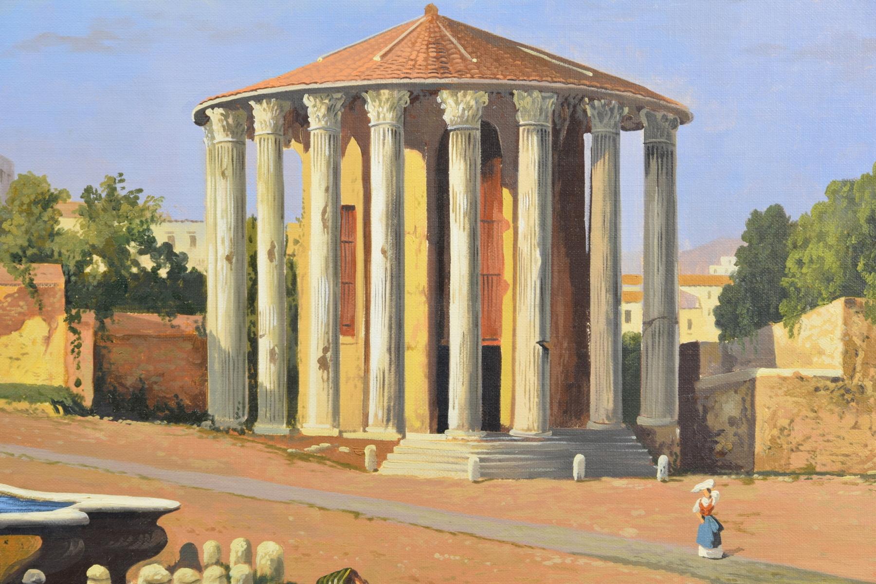 19ème siècle:: Huile sur toile:: Vue italienne du Forum Boario de Rome en vente 5