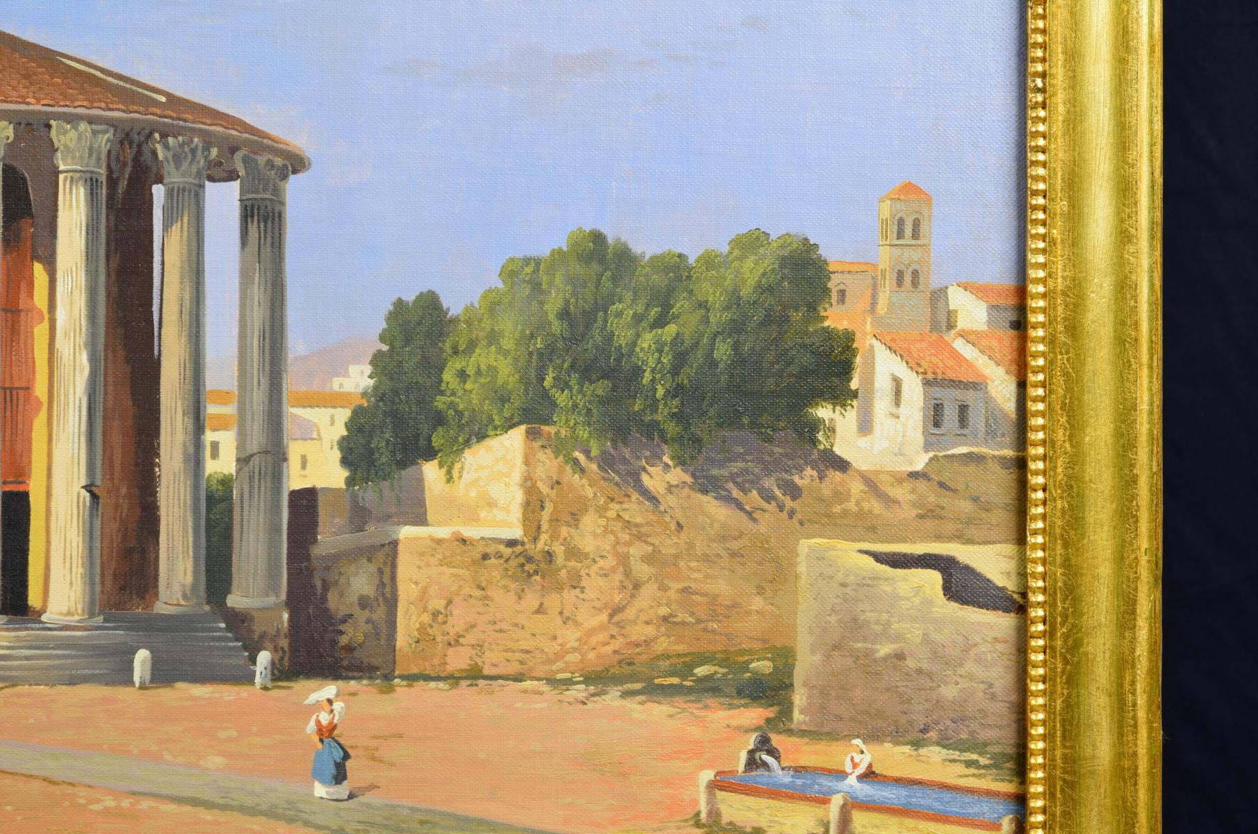 19th Century, Oil on Canvas, Italian View of the Forum Boario of Rome For Sale 8