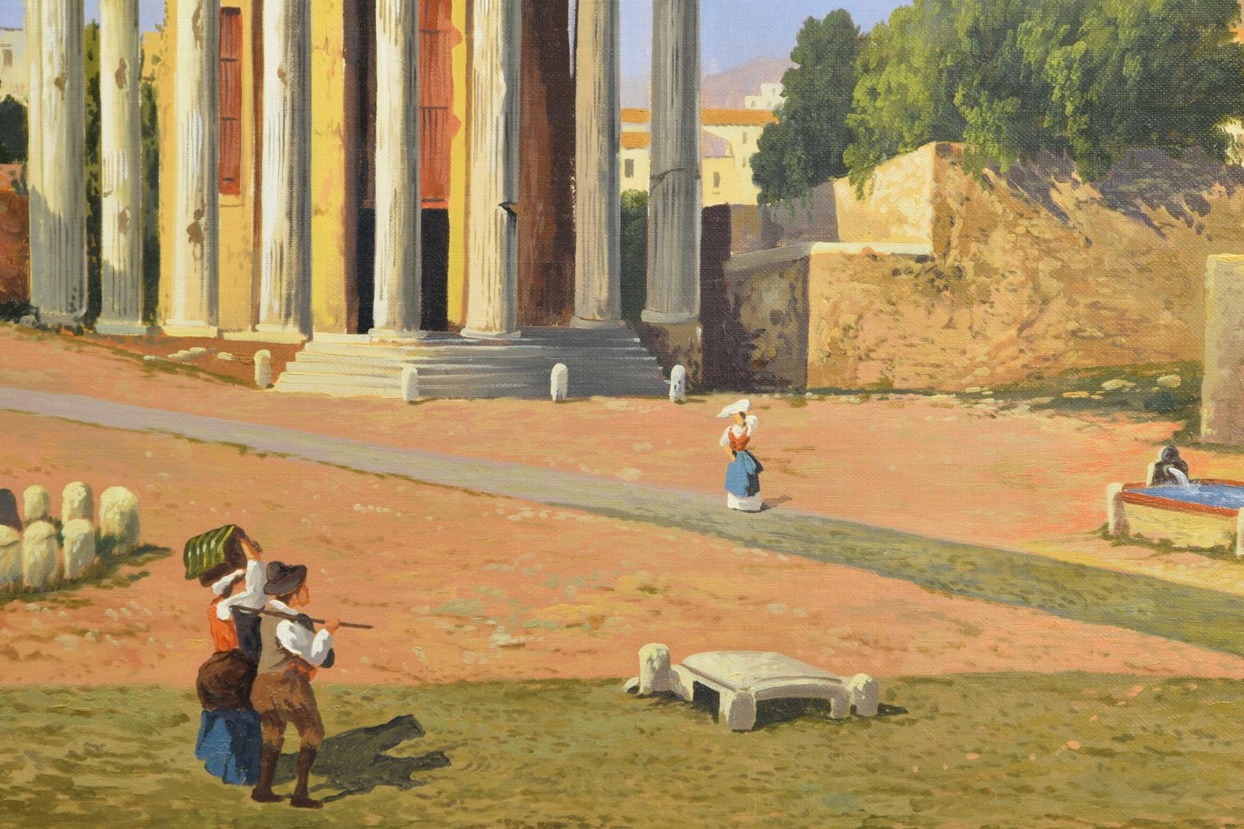 19th Century, Oil on Canvas, Italian View of the Forum Boario of Rome For Sale 9