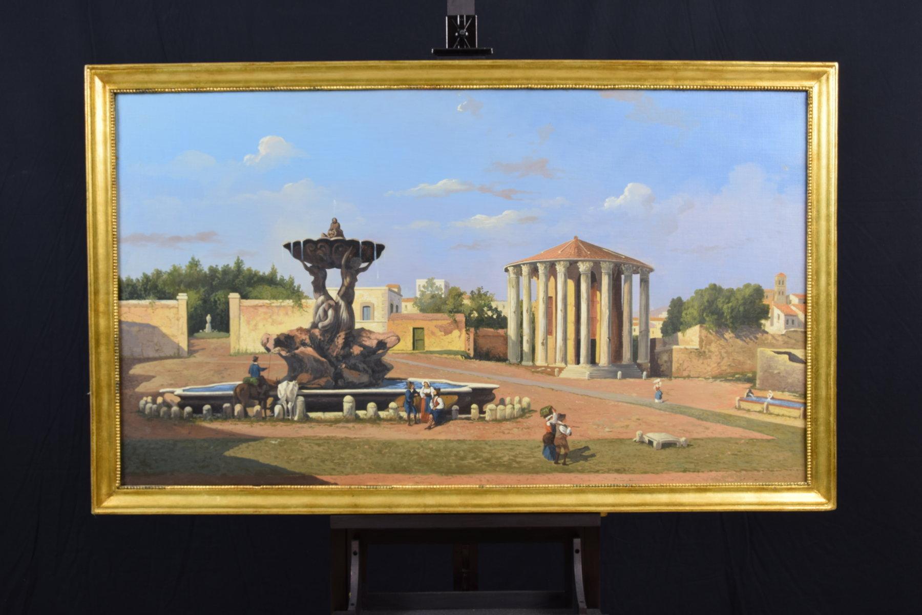 Siglo XIX, Óleo sobre lienzo, Vista italiana del Foro Boario de Roma en venta 8