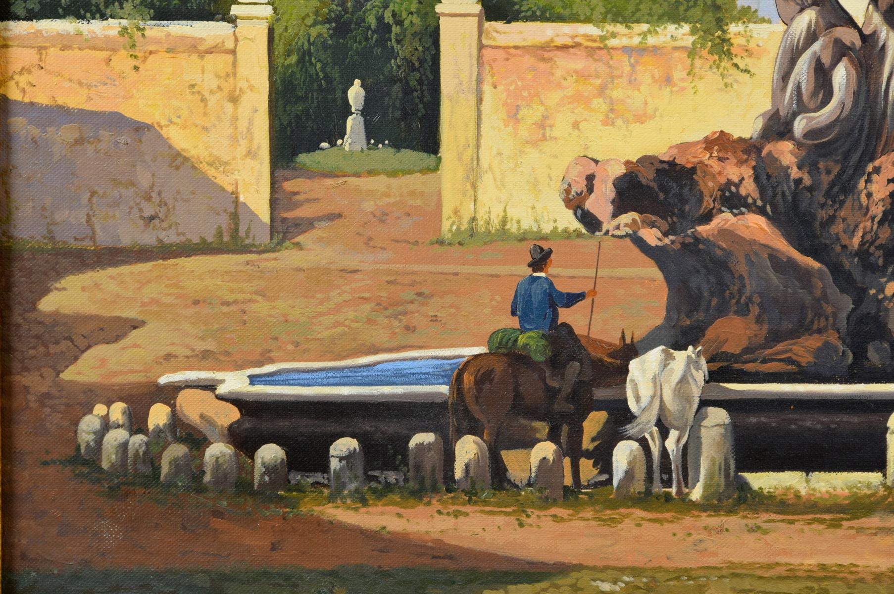 Siglo XIX, Óleo sobre lienzo, Vista italiana del Foro Boario de Roma Lienzo en venta