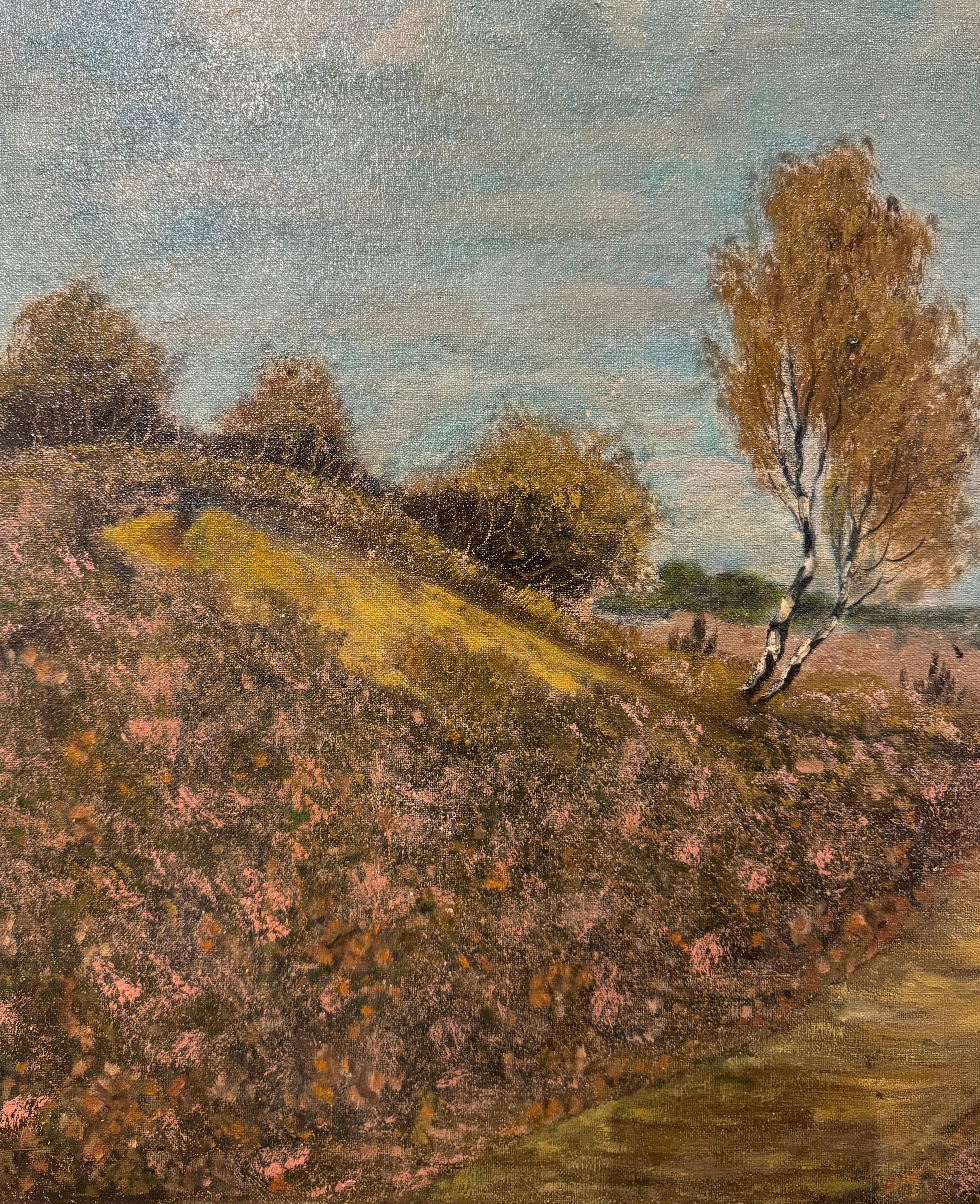 Pintura al óleo sobre lienzo del siglo XIX Paisaje en marco dorado Firmado J. Wytsman 2