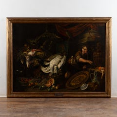 Huile sur toile du XIXe siècle Scène de garde-manger d'après P. Boel