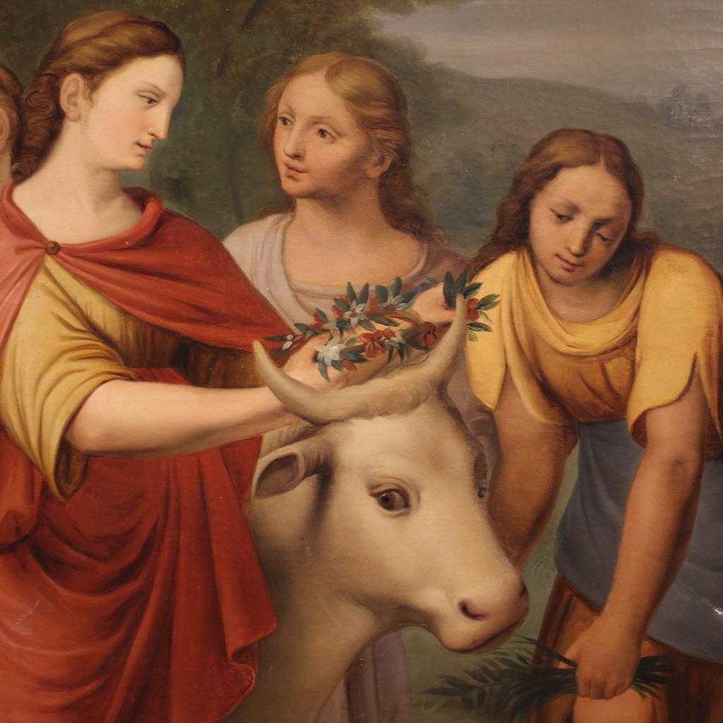 Italian huile sur toile du XIXe siècle Peinture italienne mythologique Le viol d'Europe, 1820 en vente