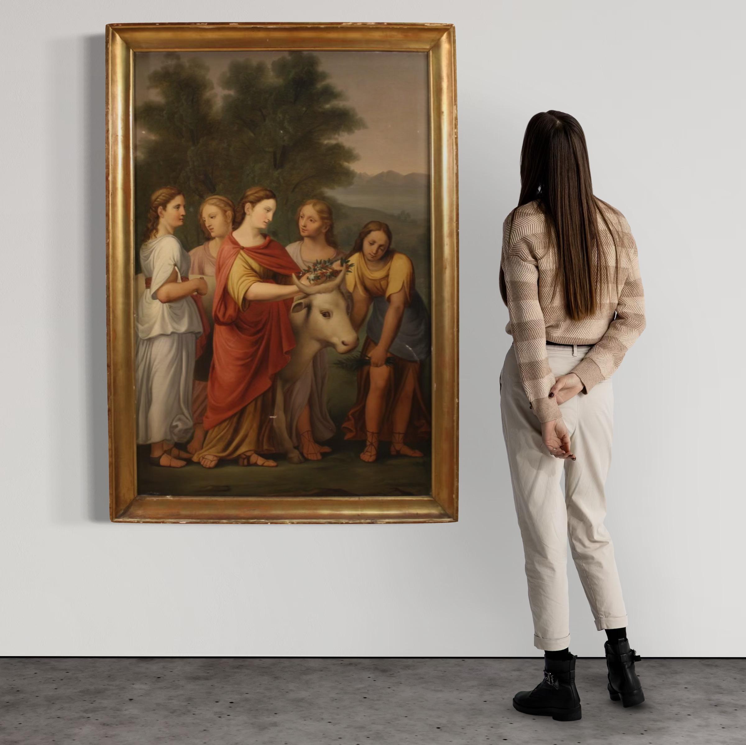 Huilé huile sur toile du XIXe siècle Peinture italienne mythologique Le viol d'Europe, 1820 en vente