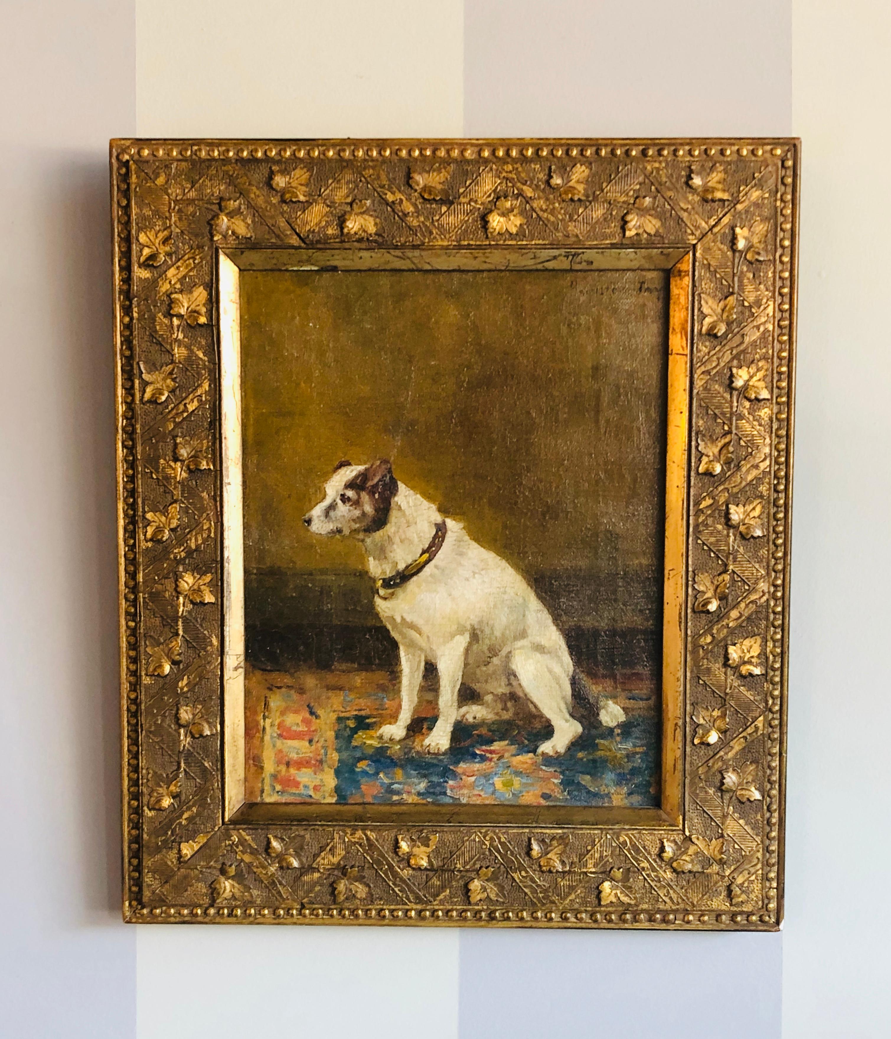 American Classical 19th Century Oil on Canvas of a Dog, Jay Hamilton with Provenance