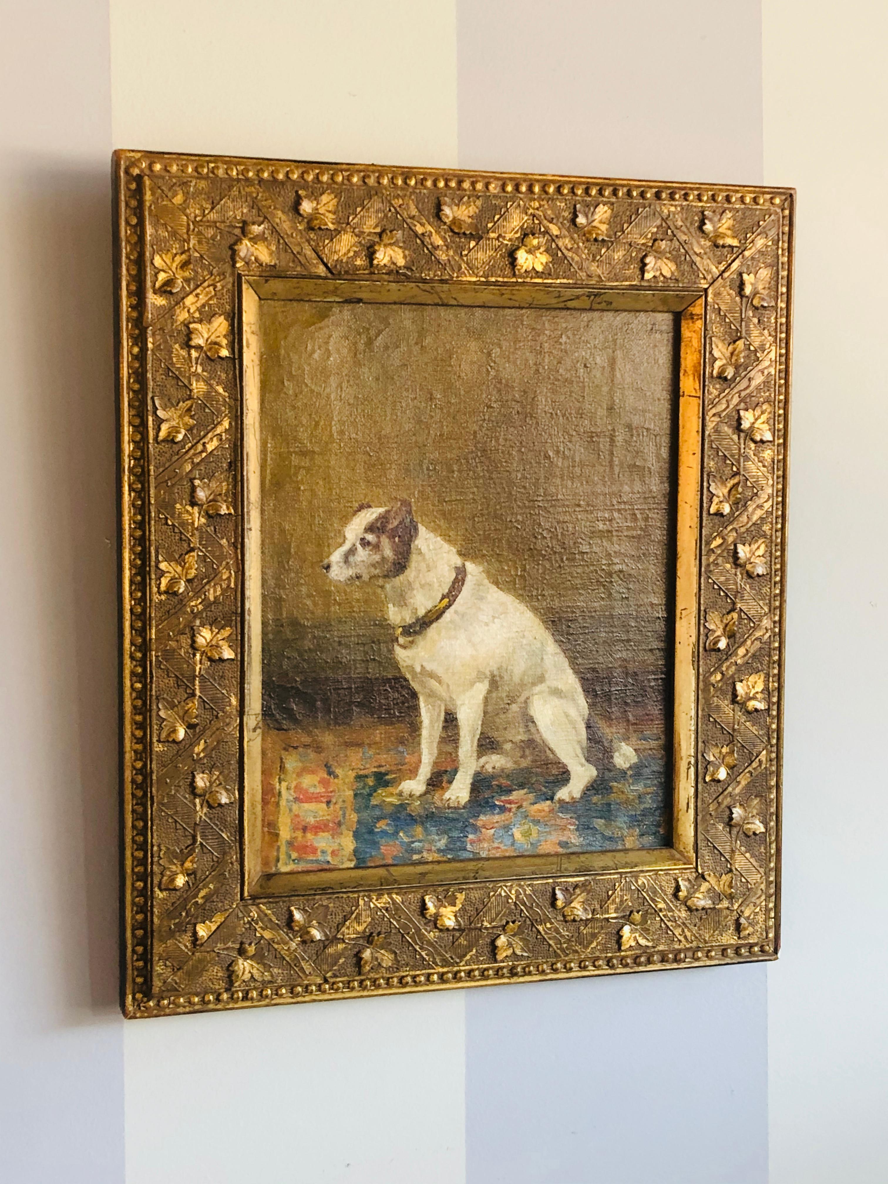 English 19th Century Oil on Canvas of a Dog, Jay Hamilton with Provenance