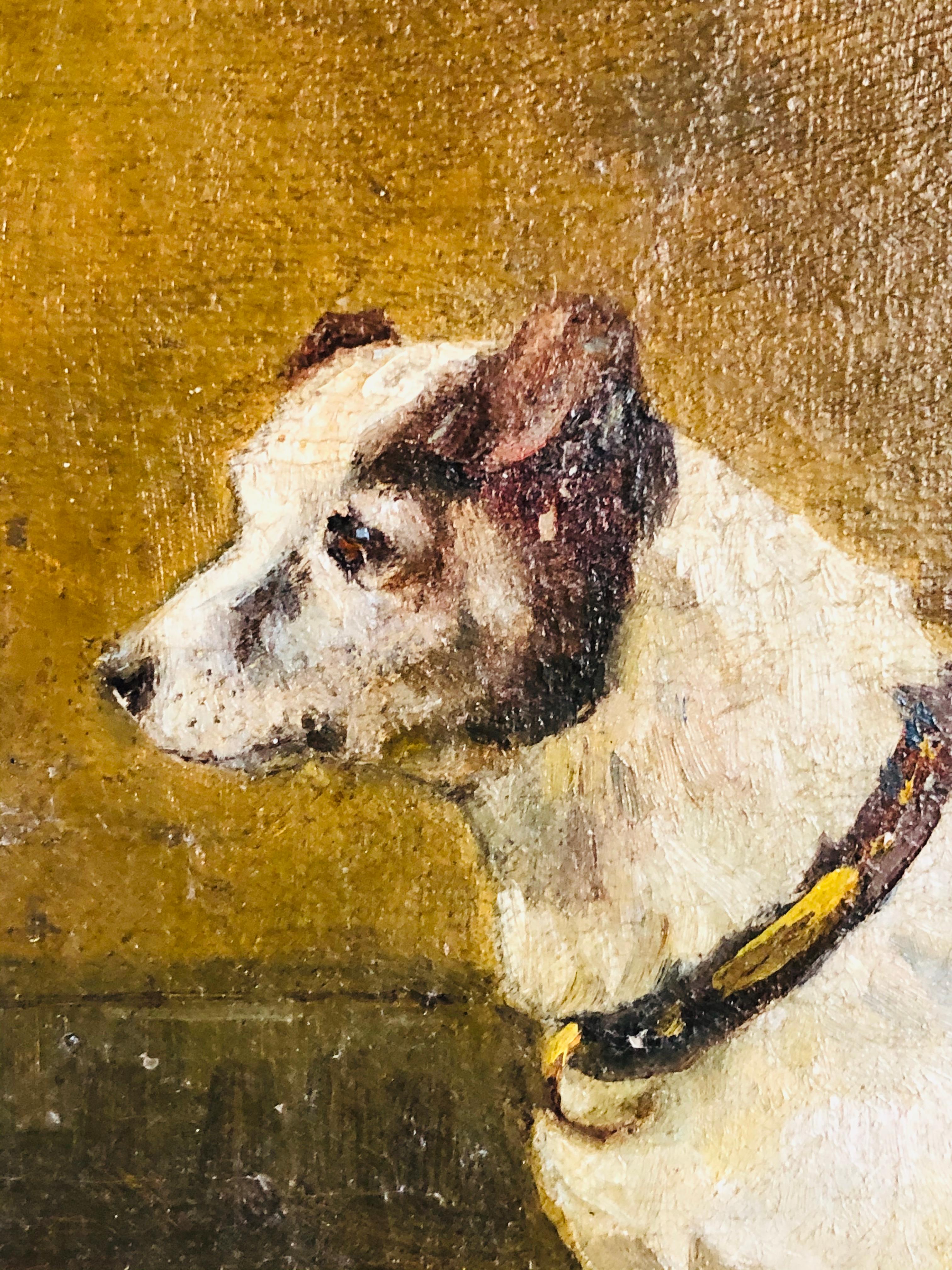 19th Century Oil on Canvas of a Dog, Jay Hamilton with Provenance 1