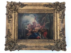 19th Century Oil On Canvas of a Family at a Fourth of July Picnic