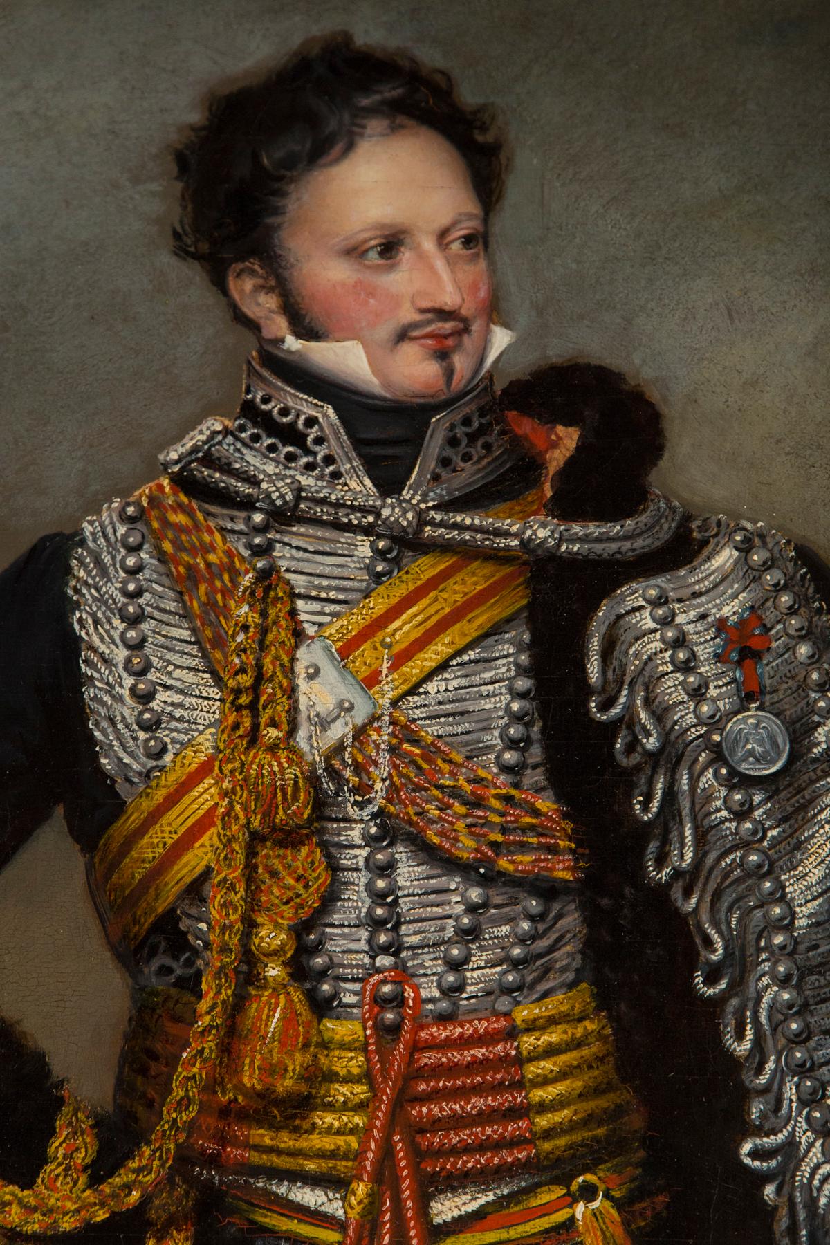 European 19th Century Oil on Canvas  of a Hussar
