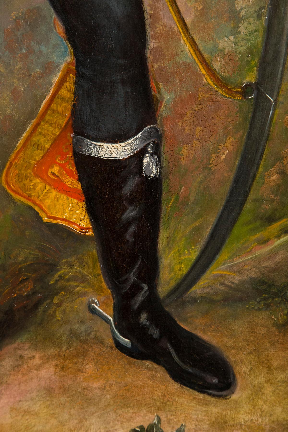 19th Century Oil on Canvas  of a Hussar In Good Condition In Woodbury, CT