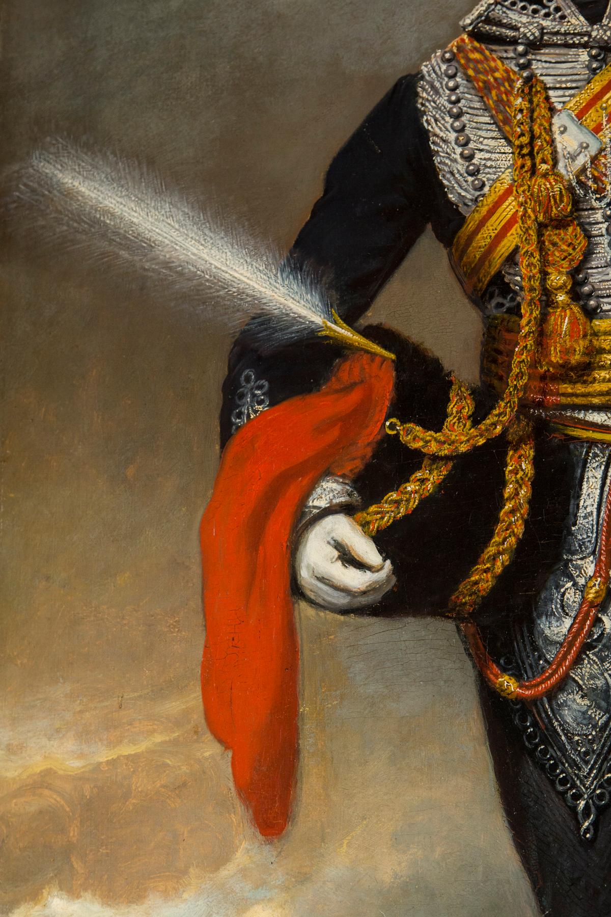 Paint 19th Century Oil on Canvas  of a Hussar