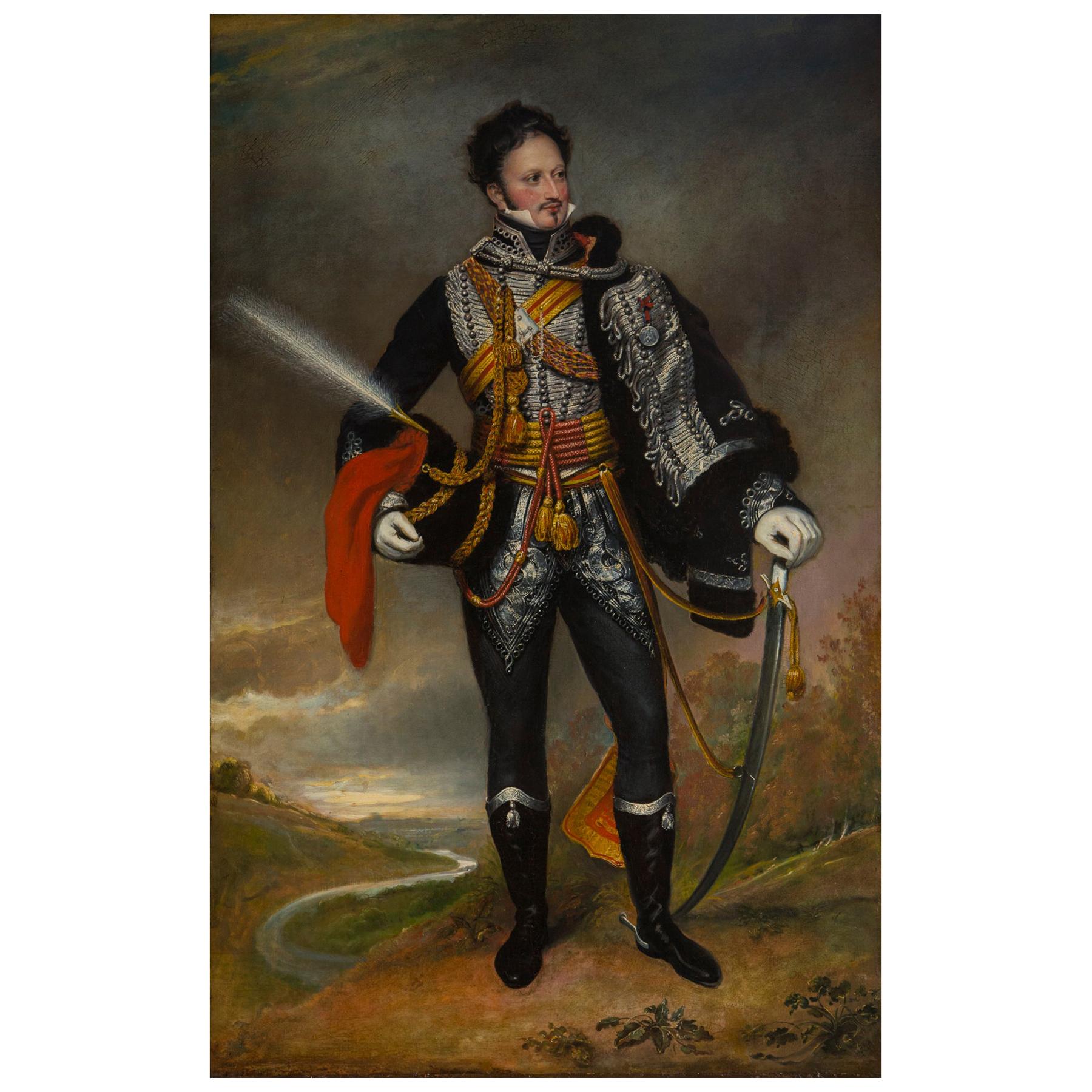 19th Century Oil on Canvas  of a Hussar