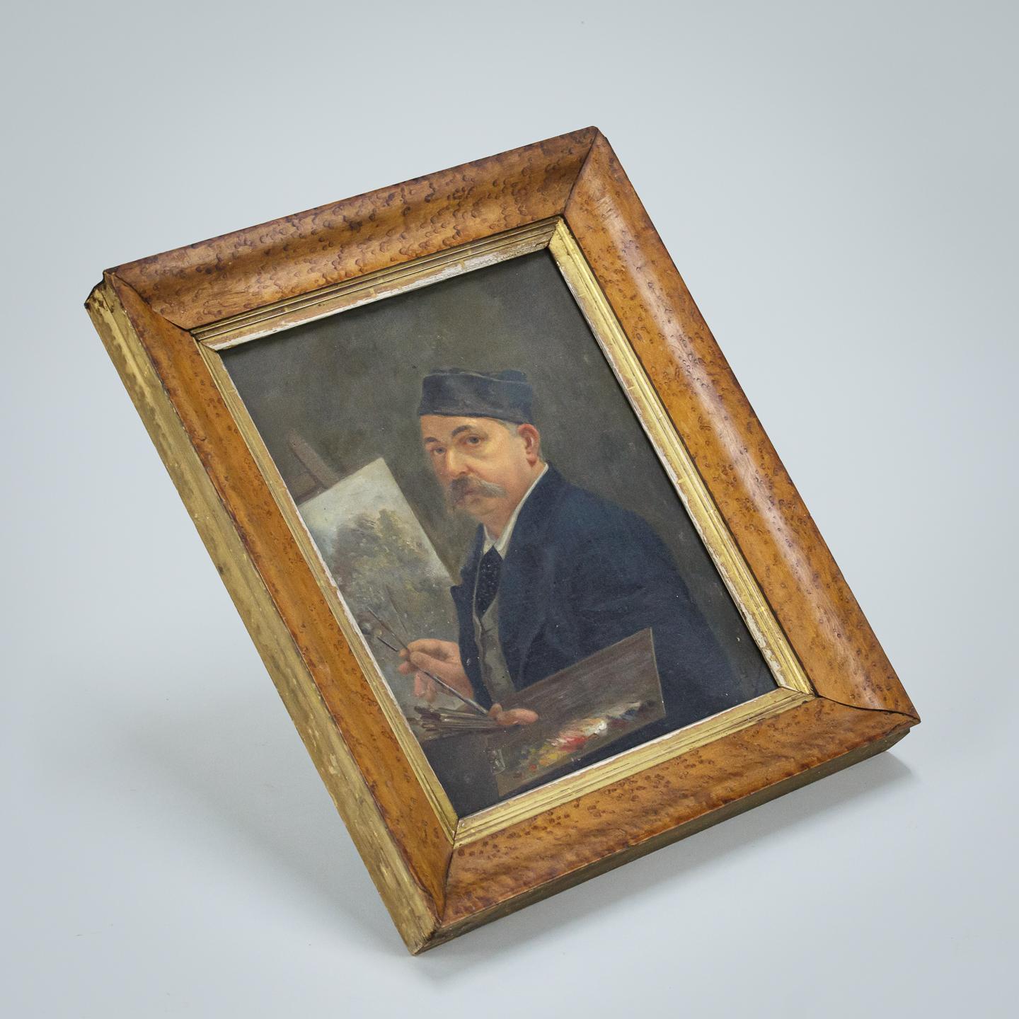Huile sur toile du XIXe siècle représentant un artiste à l'œuvre en vente 4