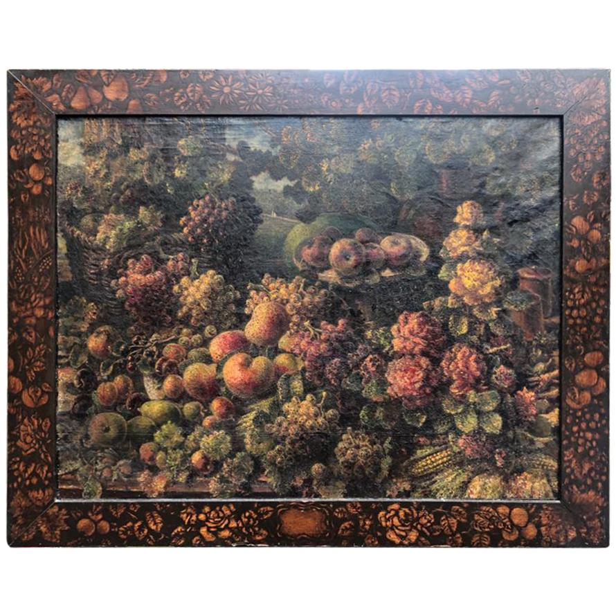 19th Century Oil on Canvas of Still Life For Sale