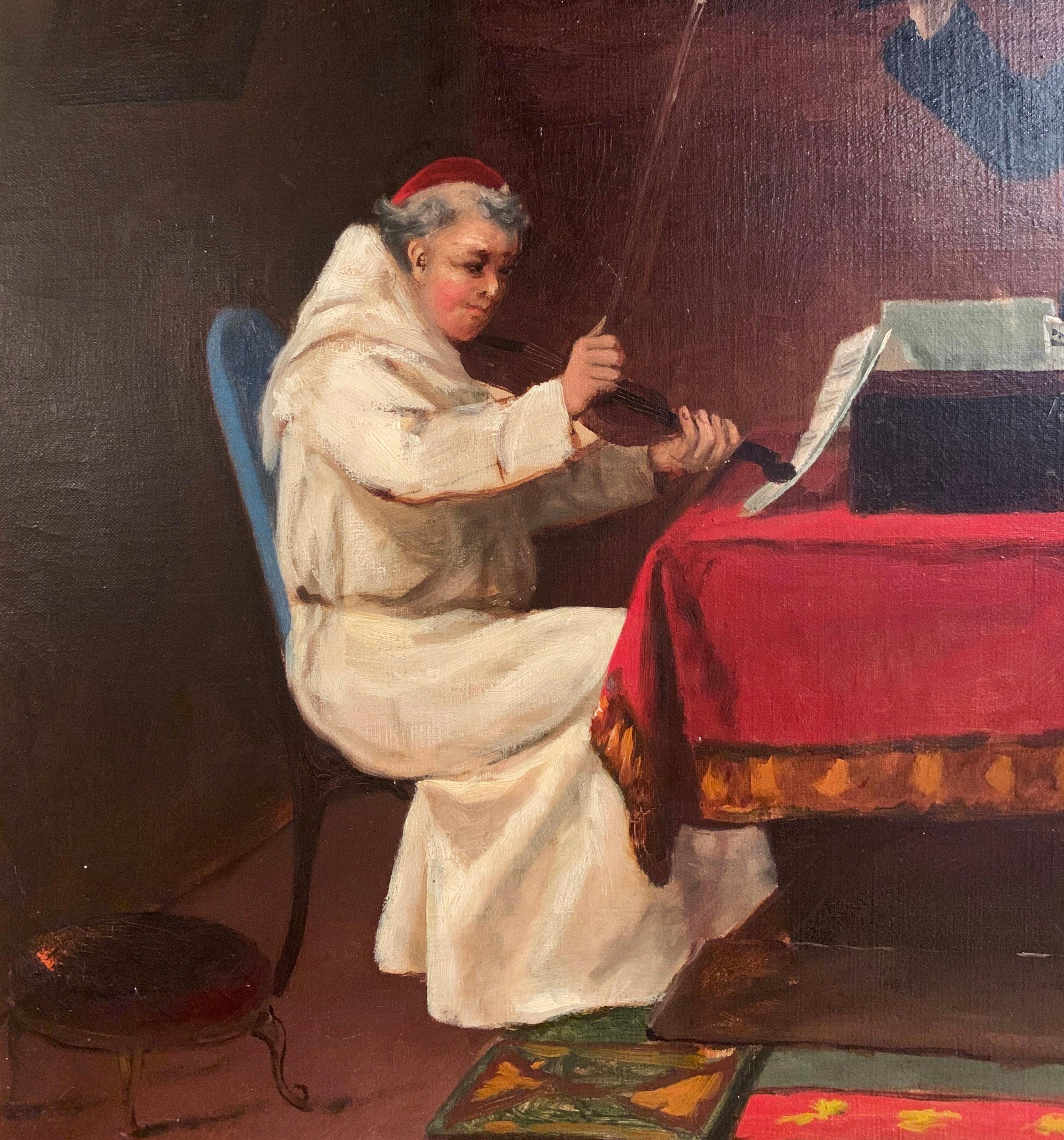Toile Peinture à l'huile sur toile du XIXe siècle « A Heavenly Recital » signée J. Bernstein en vente