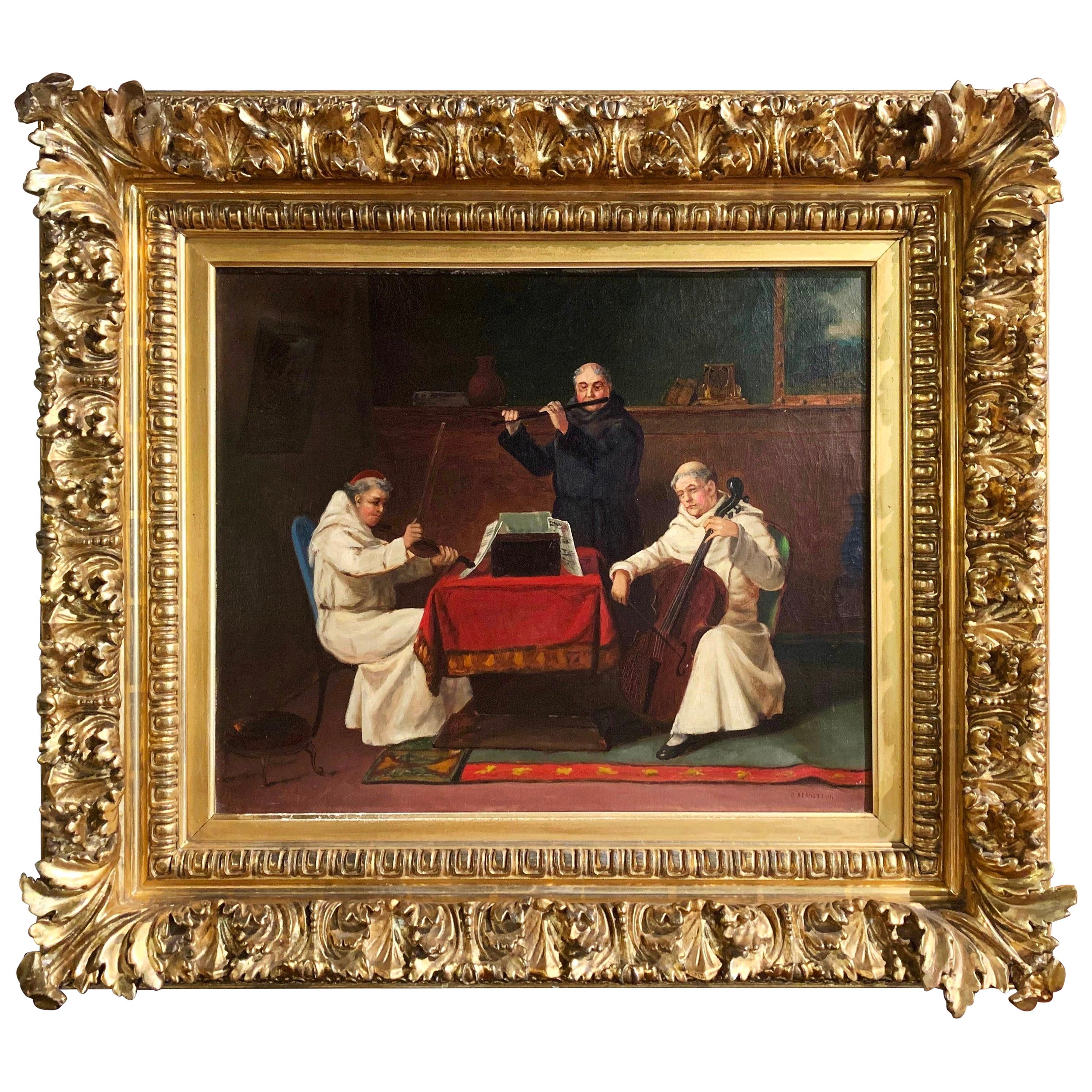 19th Century Oil on Canvas Painting "A Heavenly Recital" Signed J. Bernstein For Sale