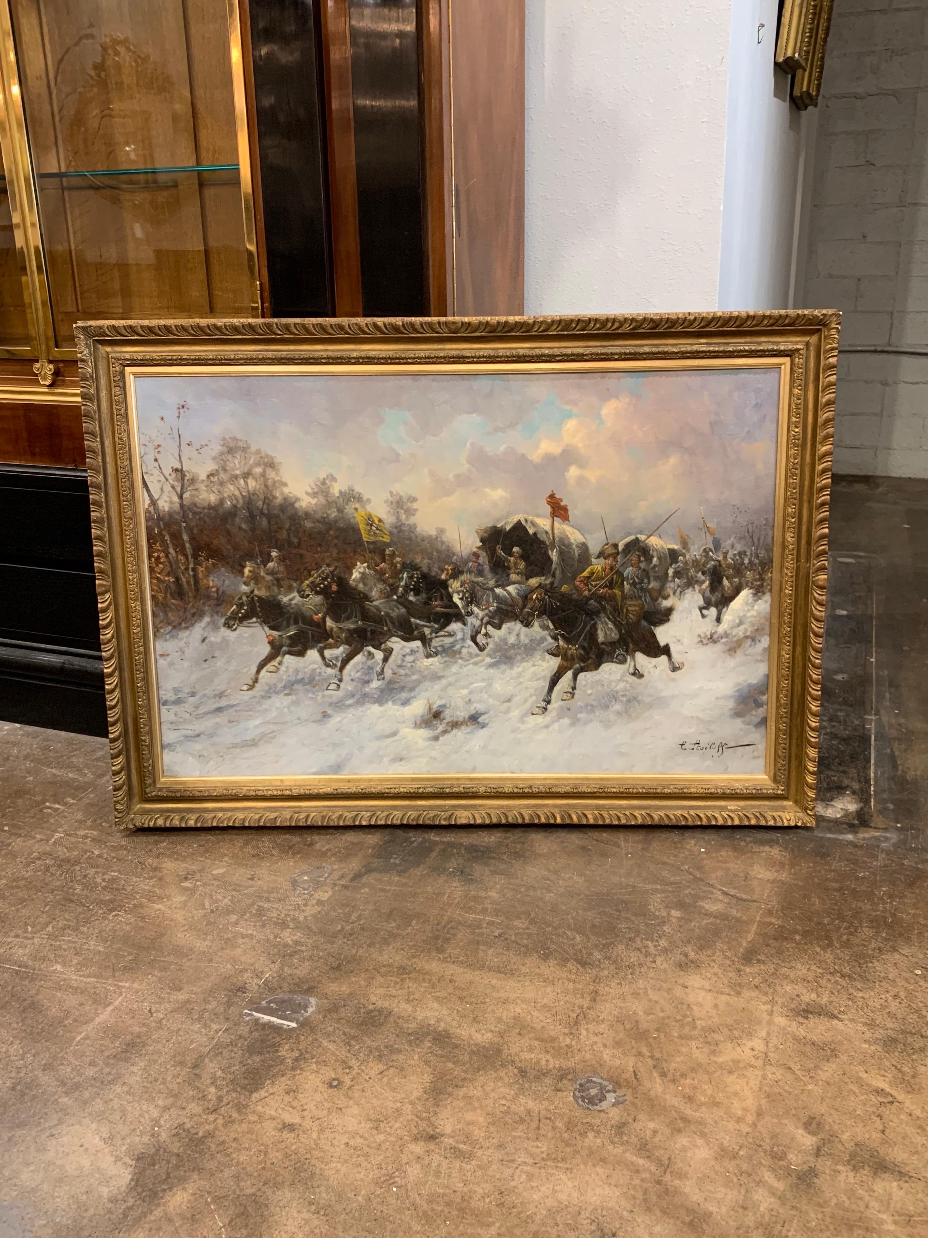 19th Century Oil on Canvas Painting by Artist Adolf Baumgartner Stoiloff In Good Condition In Dallas, TX