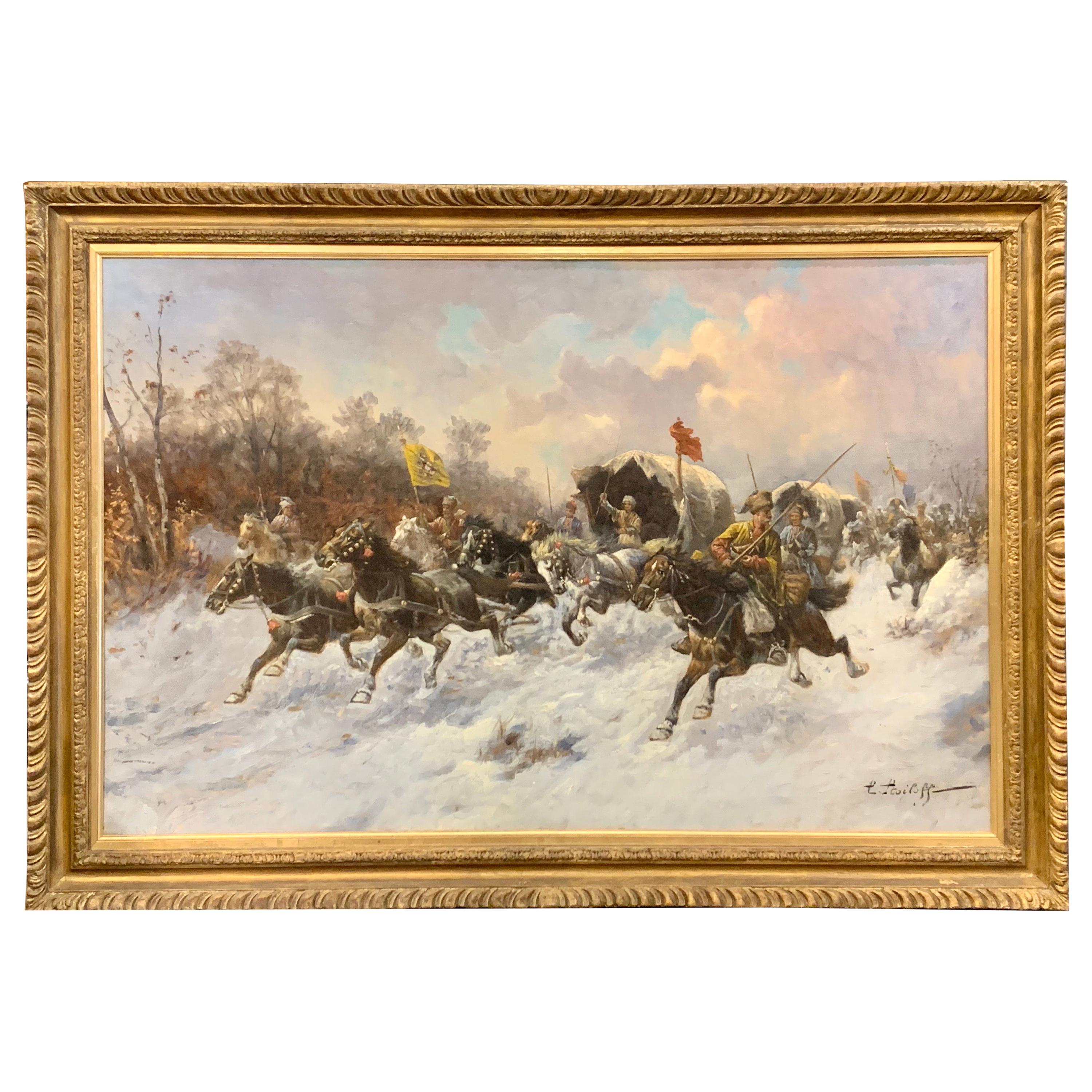 19th Century Oil on Canvas Painting by Artist Adolf Baumgartner Stoiloff