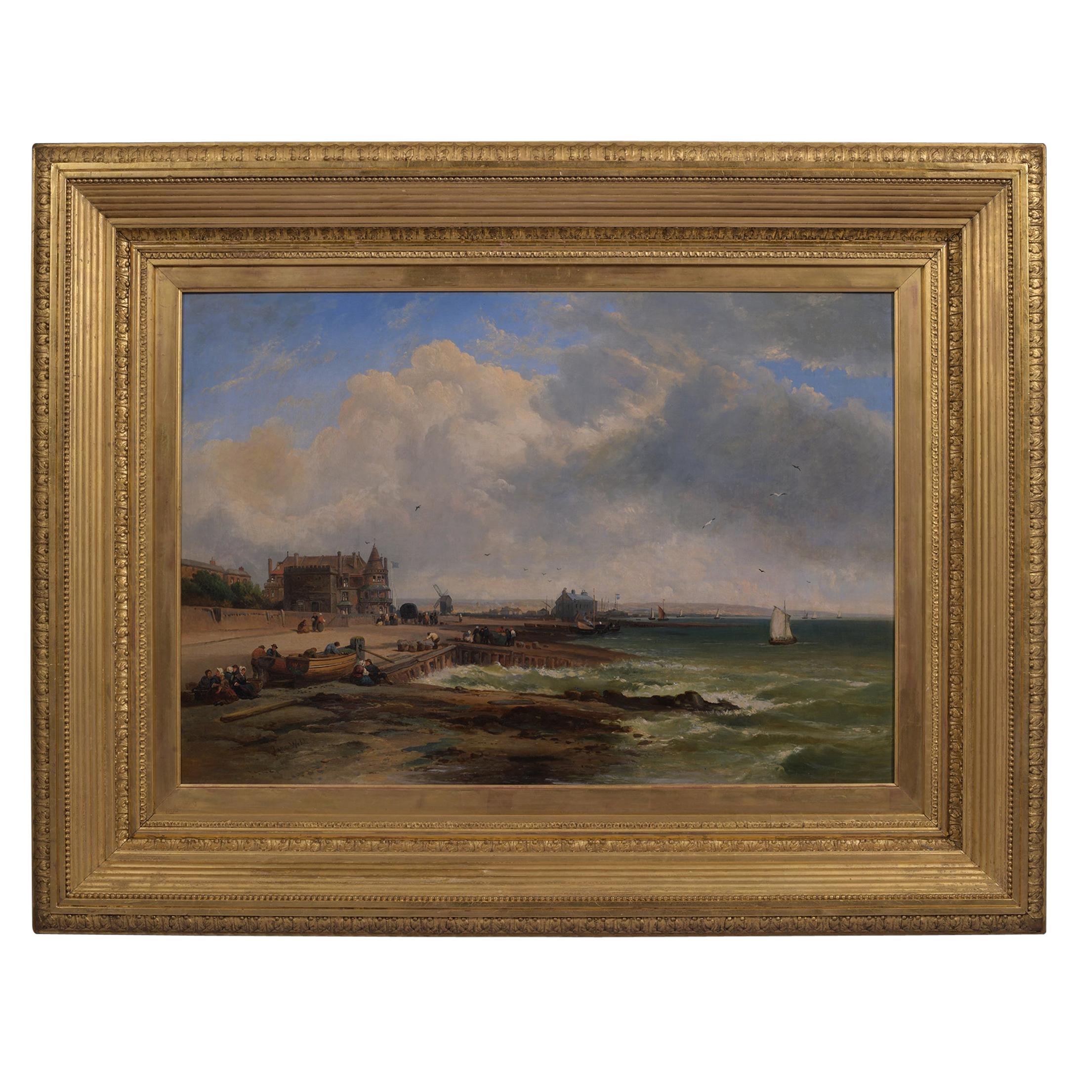 Peinture à l'huile sur toile du XIXe siècle par James Webb, artiste britannique de Deauville