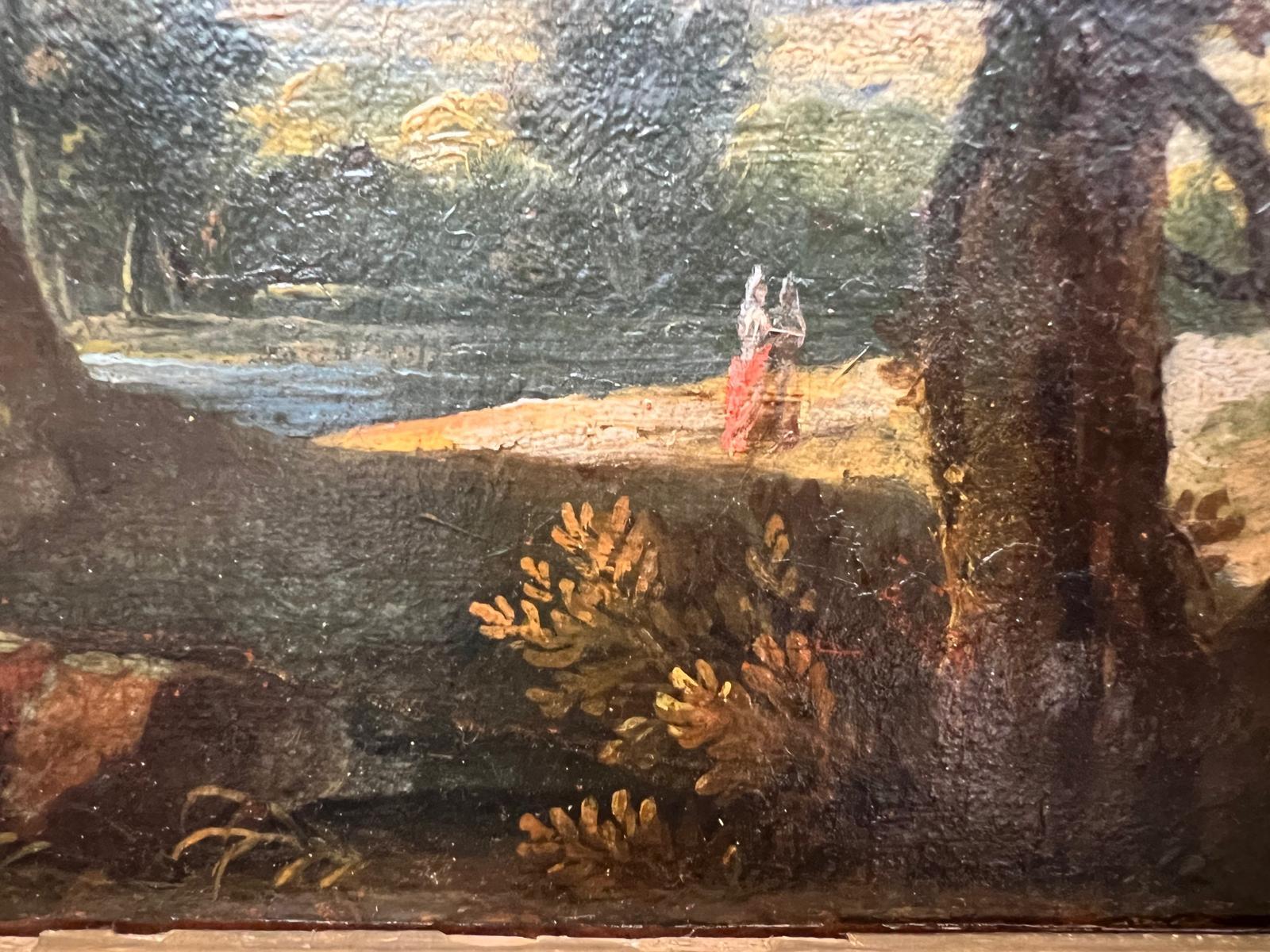 19. Jahrhundert Ölgemälde auf Leinwand 'Campagne et Chateau' in vergoldetem Rahmen im Angebot 3