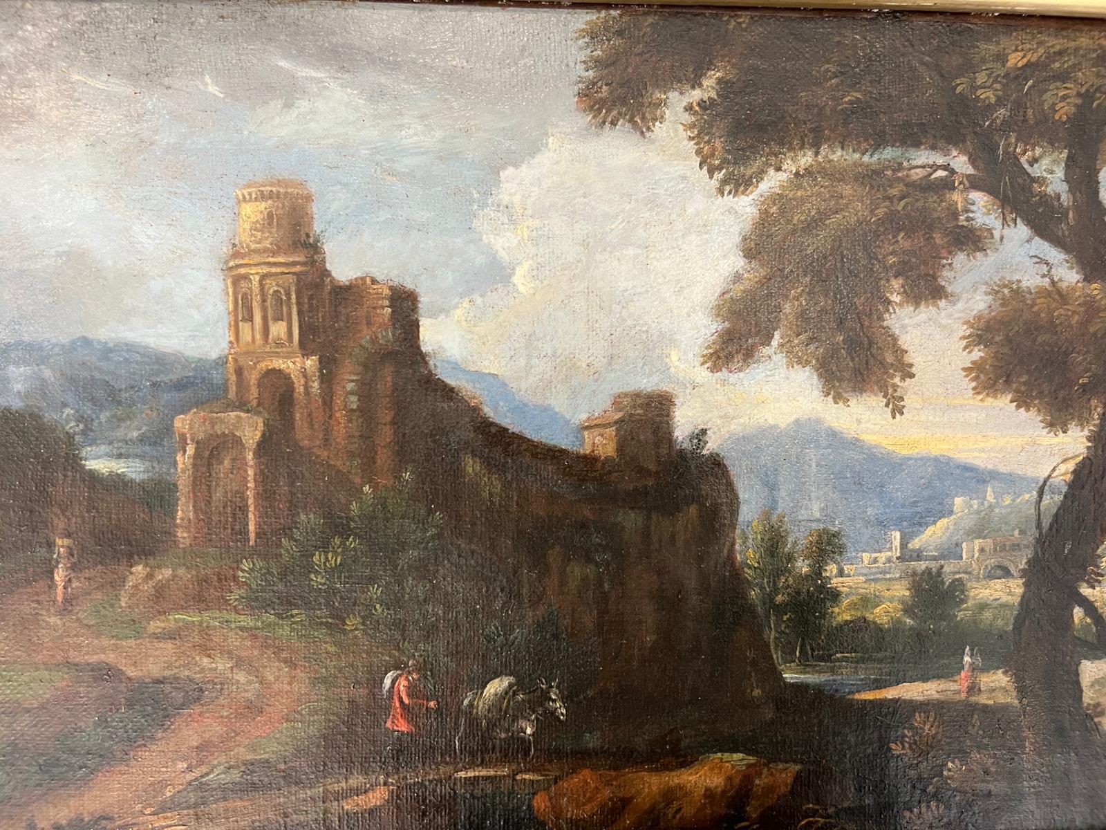 19. Jahrhundert Ölgemälde auf Leinwand 'Campagne et Chateau' in vergoldetem Rahmen im Angebot 4