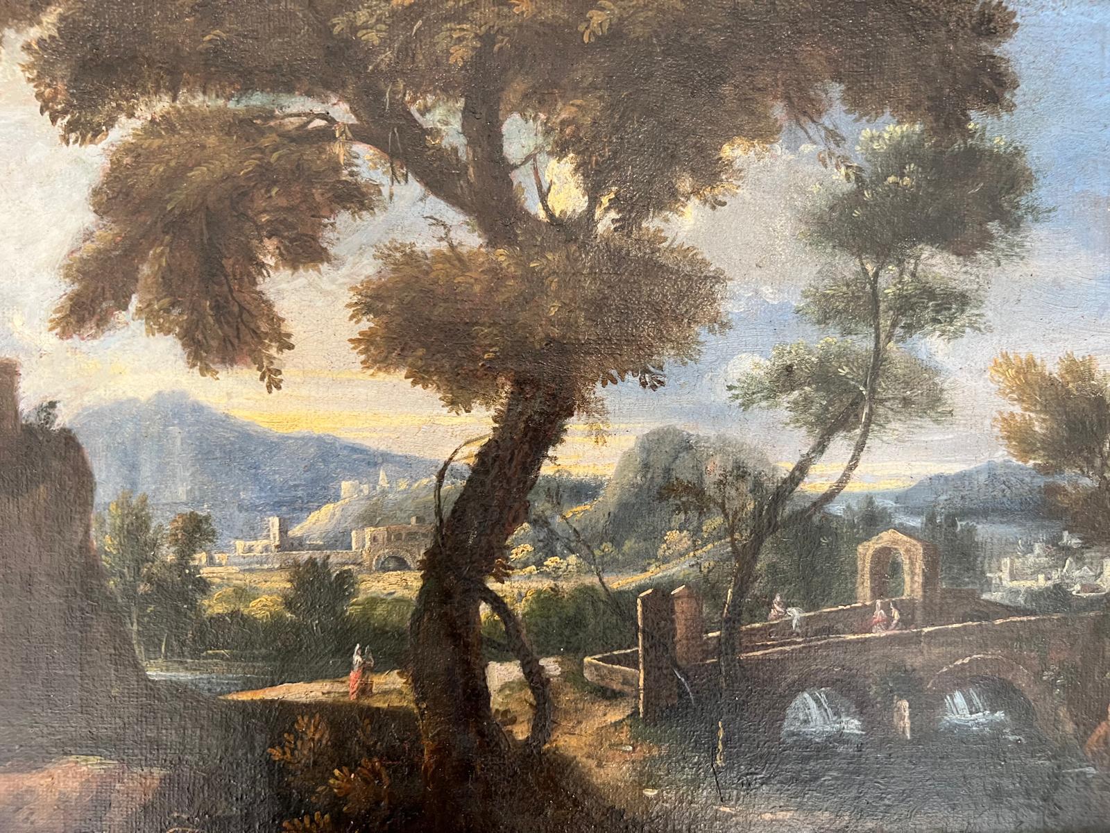 19. Jahrhundert Ölgemälde auf Leinwand 'Campagne et Chateau' in vergoldetem Rahmen im Angebot 5