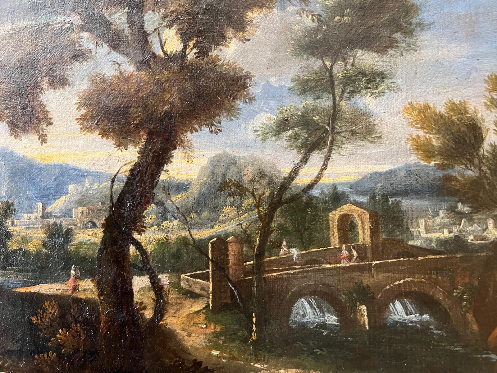 19. Jahrhundert Ölgemälde auf Leinwand 'Campagne et Chateau' in vergoldetem Rahmen (Napoleon III.) im Angebot