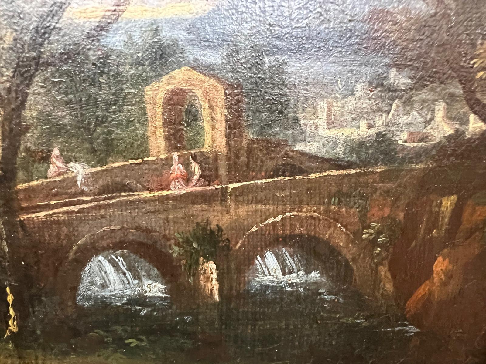 19. Jahrhundert Ölgemälde auf Leinwand 'Campagne et Chateau' in vergoldetem Rahmen (18. Jahrhundert) im Angebot
