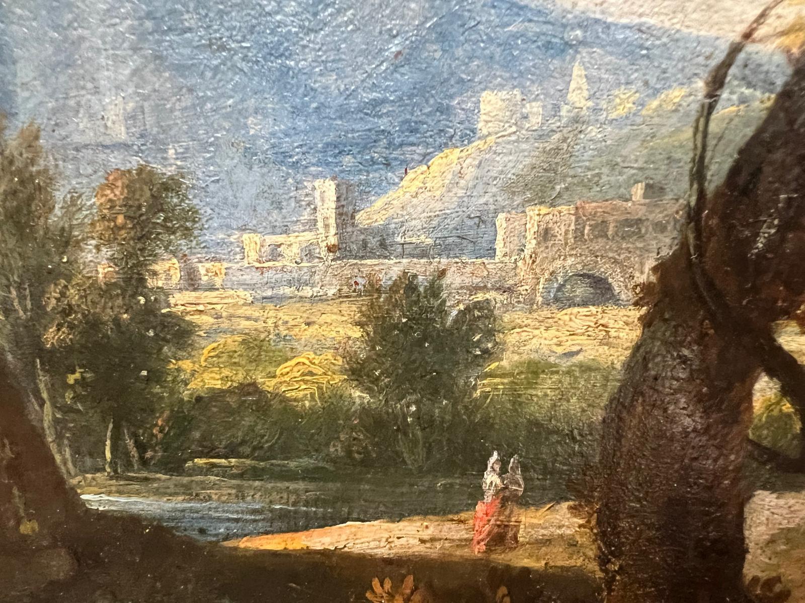 19. Jahrhundert Ölgemälde auf Leinwand 'Campagne et Chateau' in vergoldetem Rahmen im Angebot 2