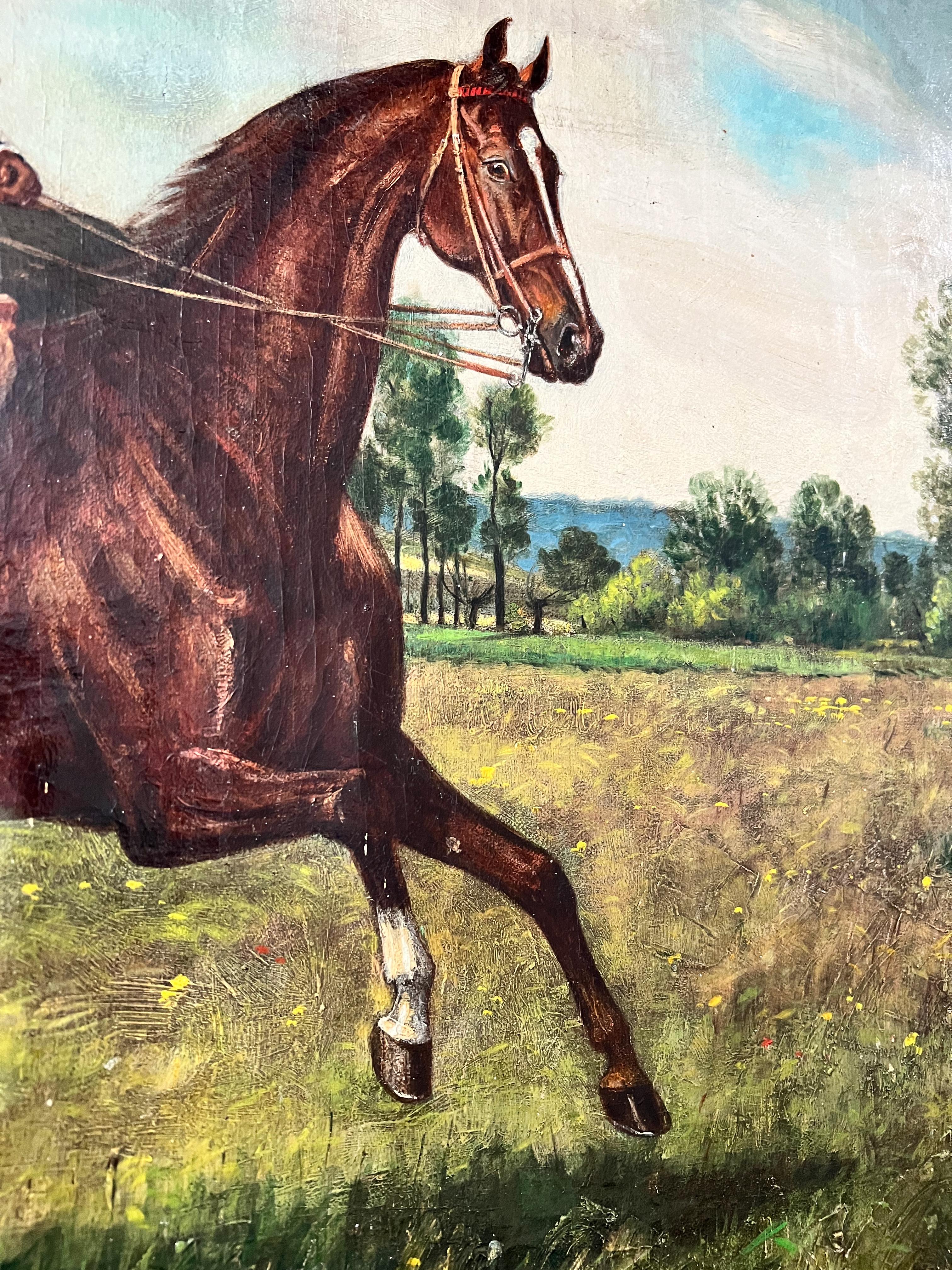 the riding down oil canvas painting