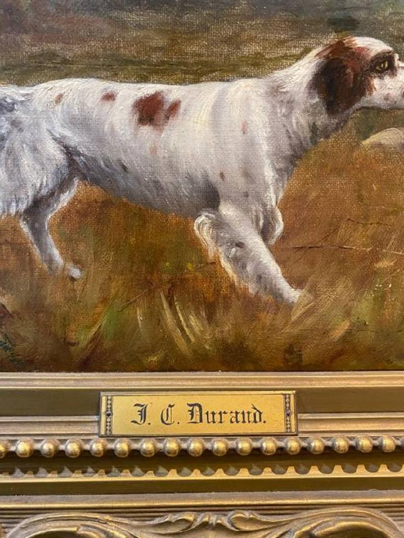 19th Century Oil on Canvas Painting of English Setter, Signed by J.C. Durand 2