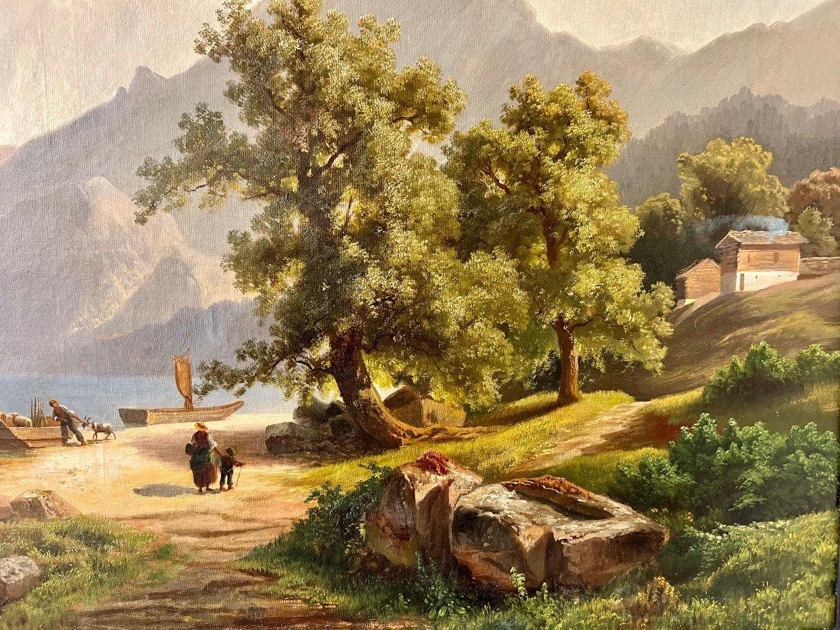19th Century Oil-on-Canvas Painting of Mountains by Theodore Nocken (1830-1905) For Sale 2