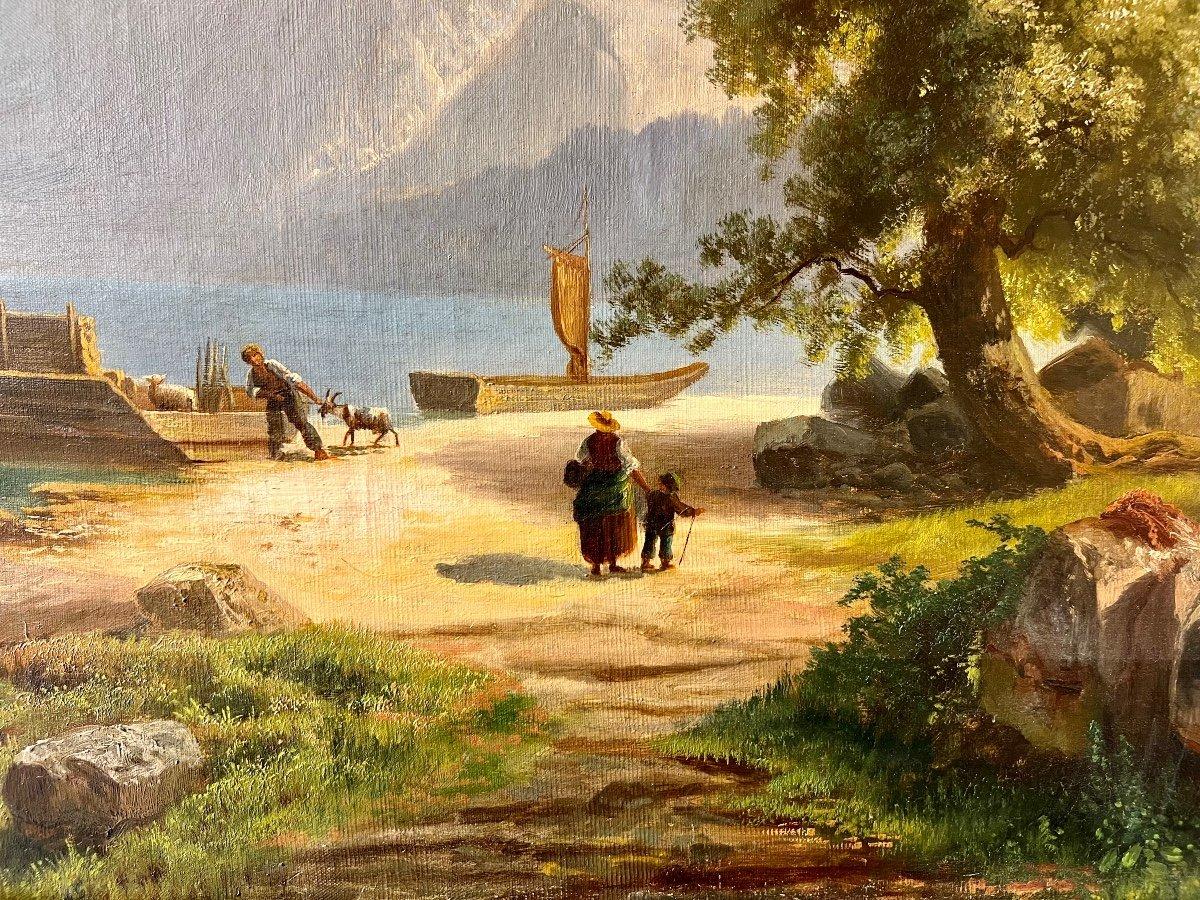 19th Century Oil-on-Canvas Painting of Mountains by Theodore Nocken (1830-1905) For Sale 3