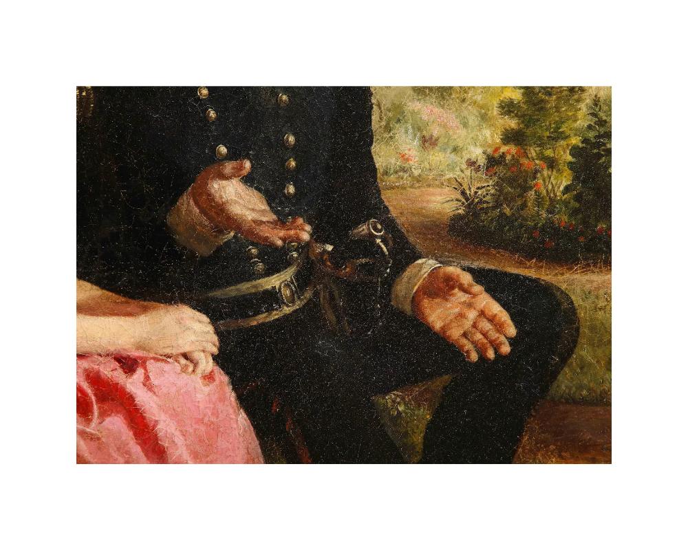 19th Century Oil on Canvas Painting of Officer and a Lady, American School 3