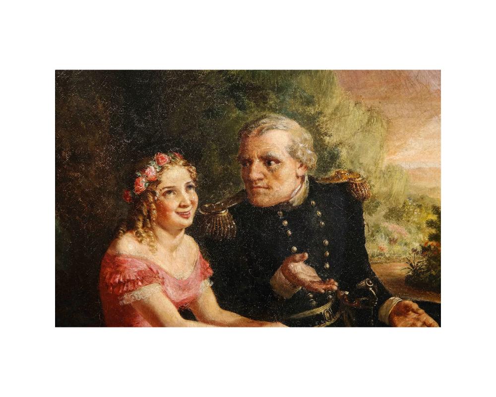 19th Century Oil on Canvas Painting of Officer and a Lady, American School 5