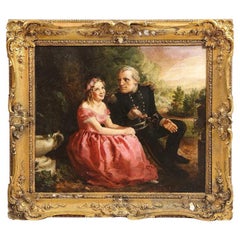 19th Century Oil on Canvas Painting of Officer and a Lady, American School