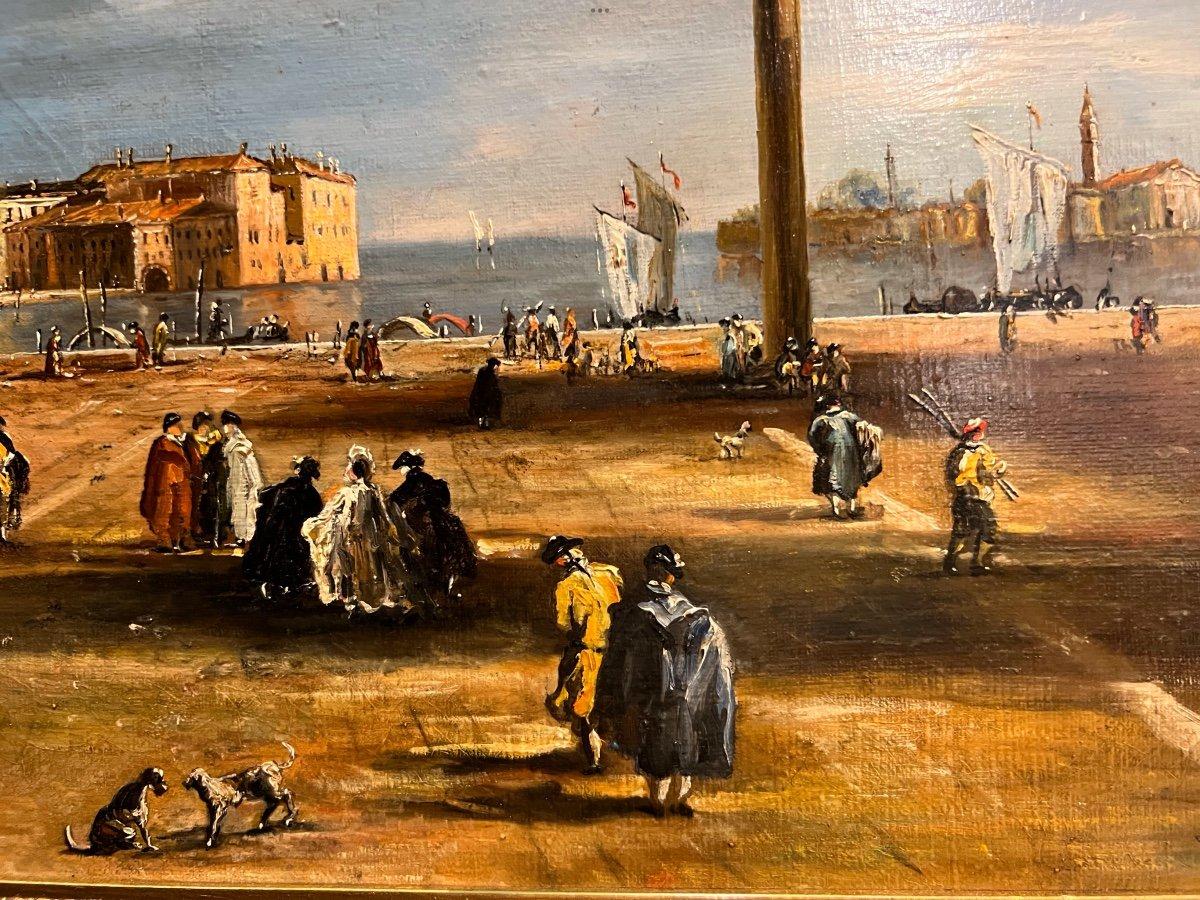 Napoleon III 19th Century Oil-on-Canvas Painting of Venice in the Style of Canaletto
