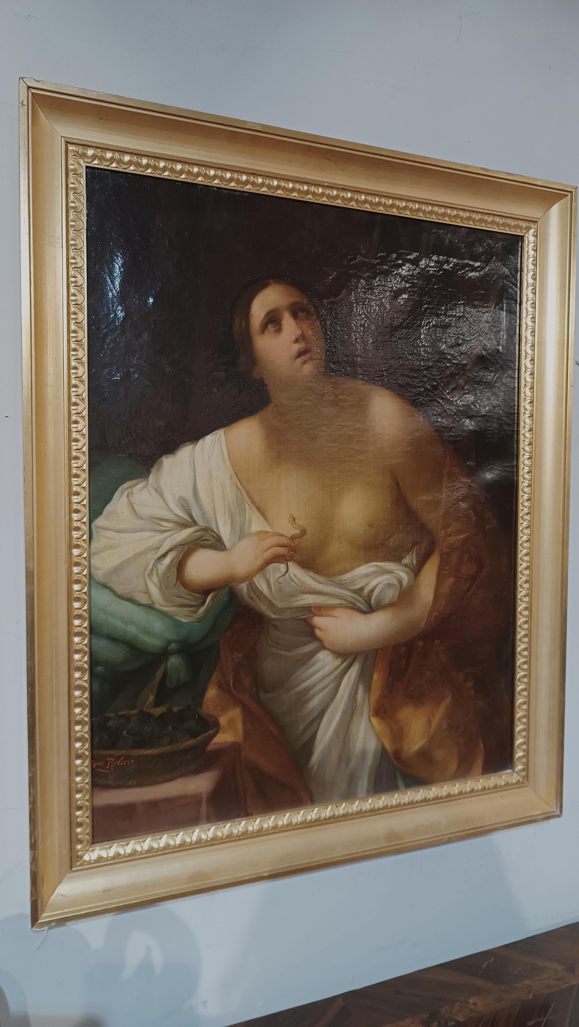 19th CENTURY OIL ON CANVAS PAINTING WITH CLEOPATRA  For Sale 7