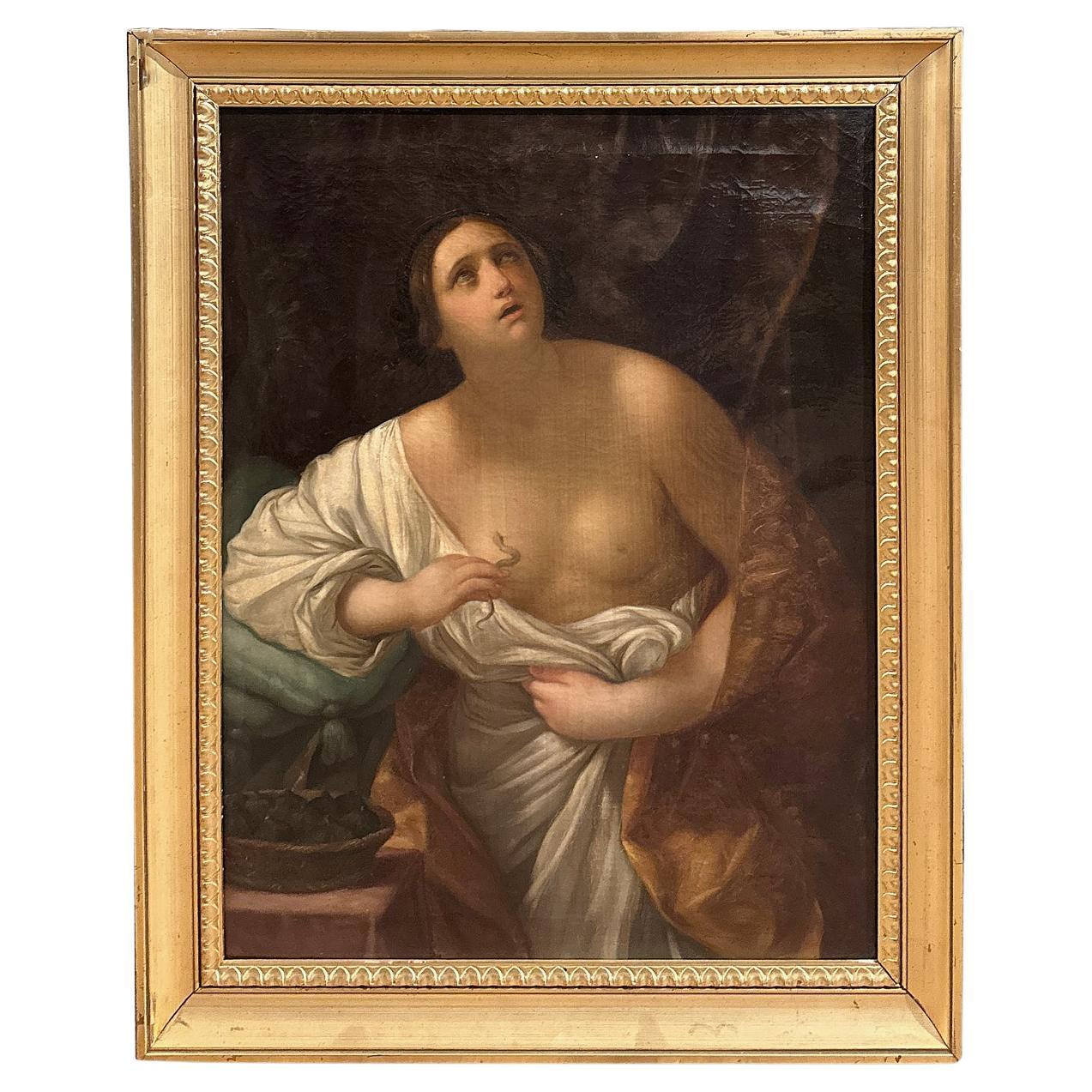 19th CENTURY OIL ON CANVAS PAINTING WITH CLEOPATRA  For Sale