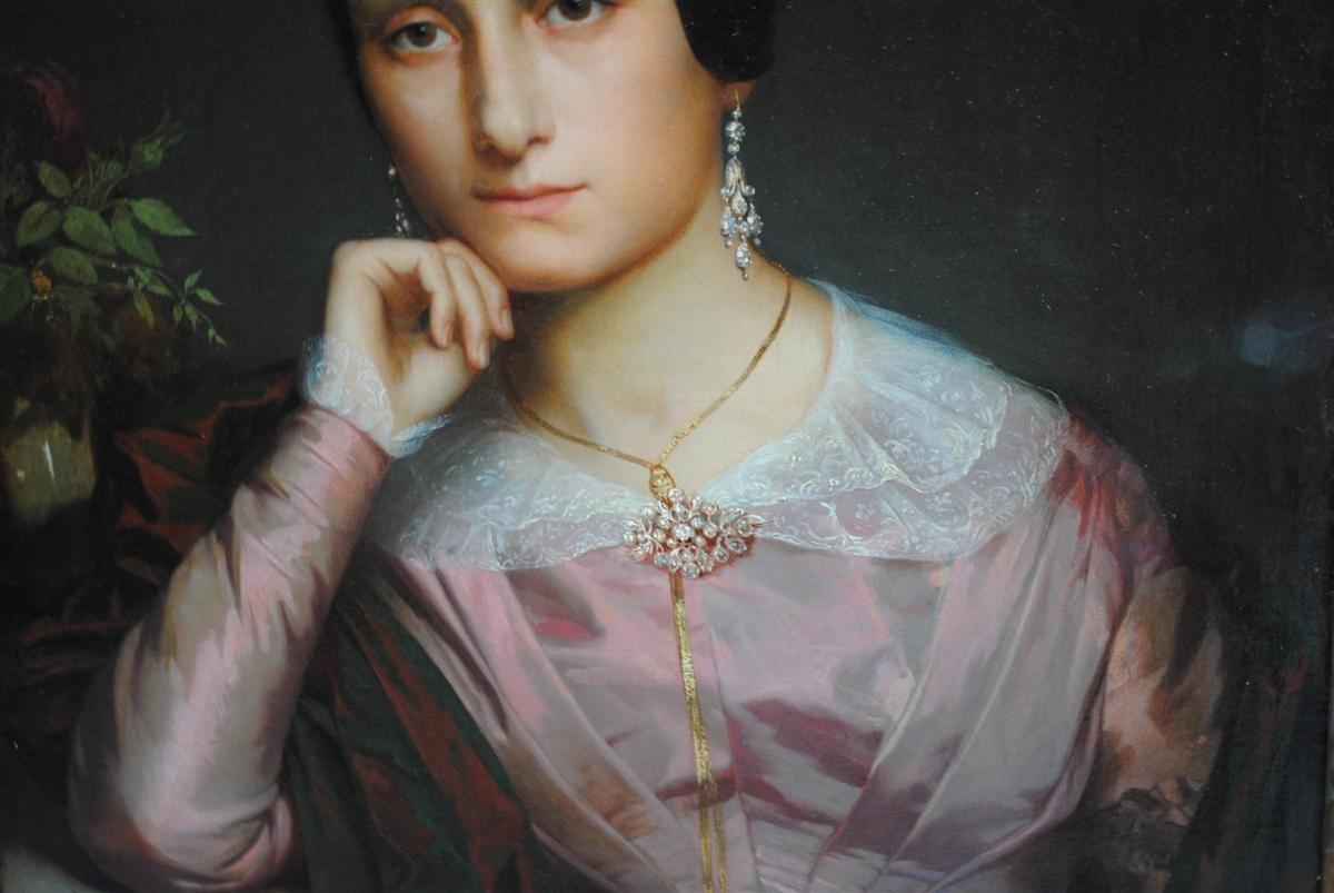 French 19th Century Oil on Canvas Portrait by AD Magaud