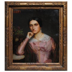 19th Century Oil on Canvas Portrait by AD Magaud