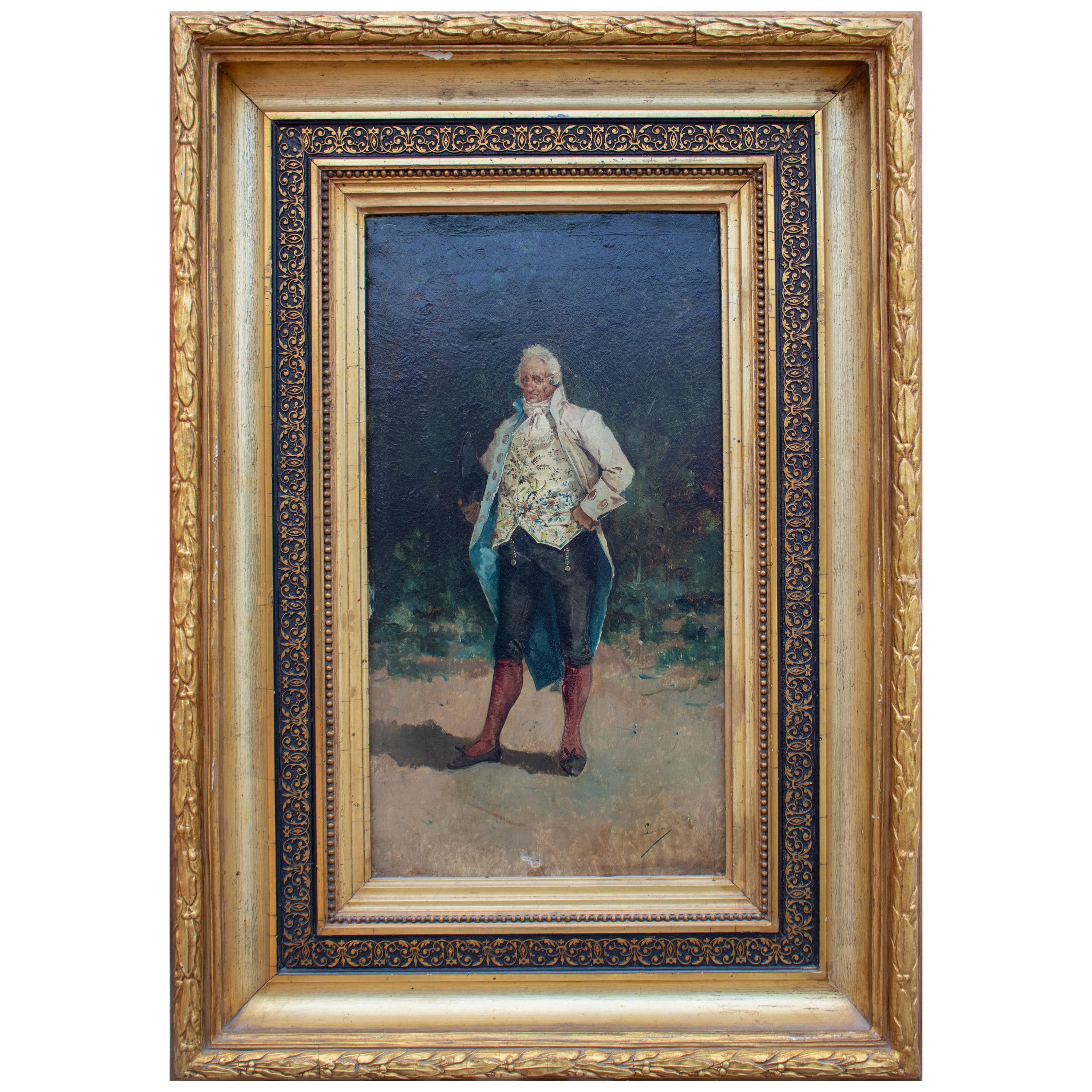 19th Century Oil on Canvas Portrait by Eugenio Lucas For Sale