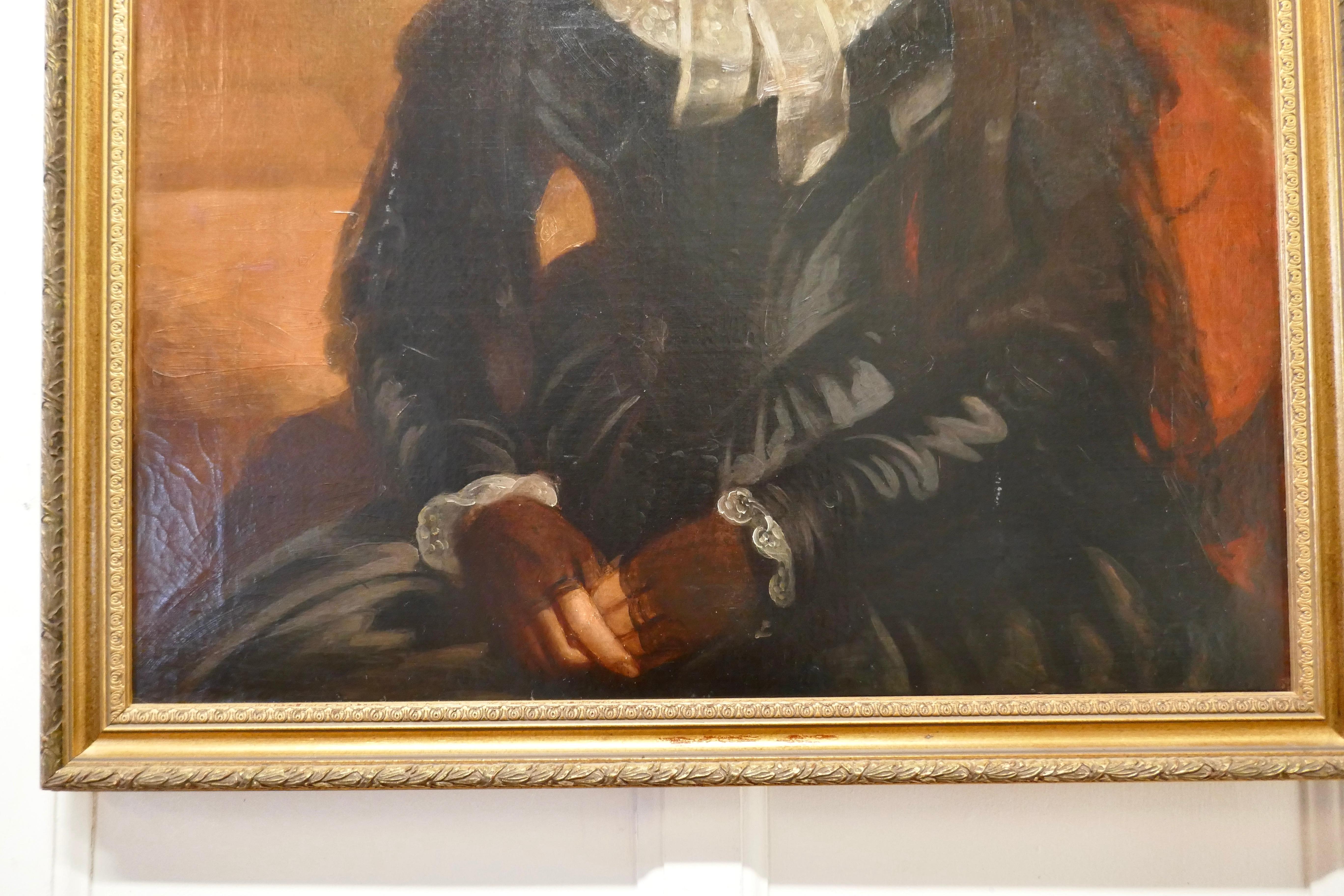 huile sur toile du 19ème siècle - Portrait d'une femme

Délicieuse représentation d'une dame aimable, elle est assise et porte une robe en soie noire, un col et un bonnet en dentelle plissée blanche. D'après le costume, on peut dater la pièce