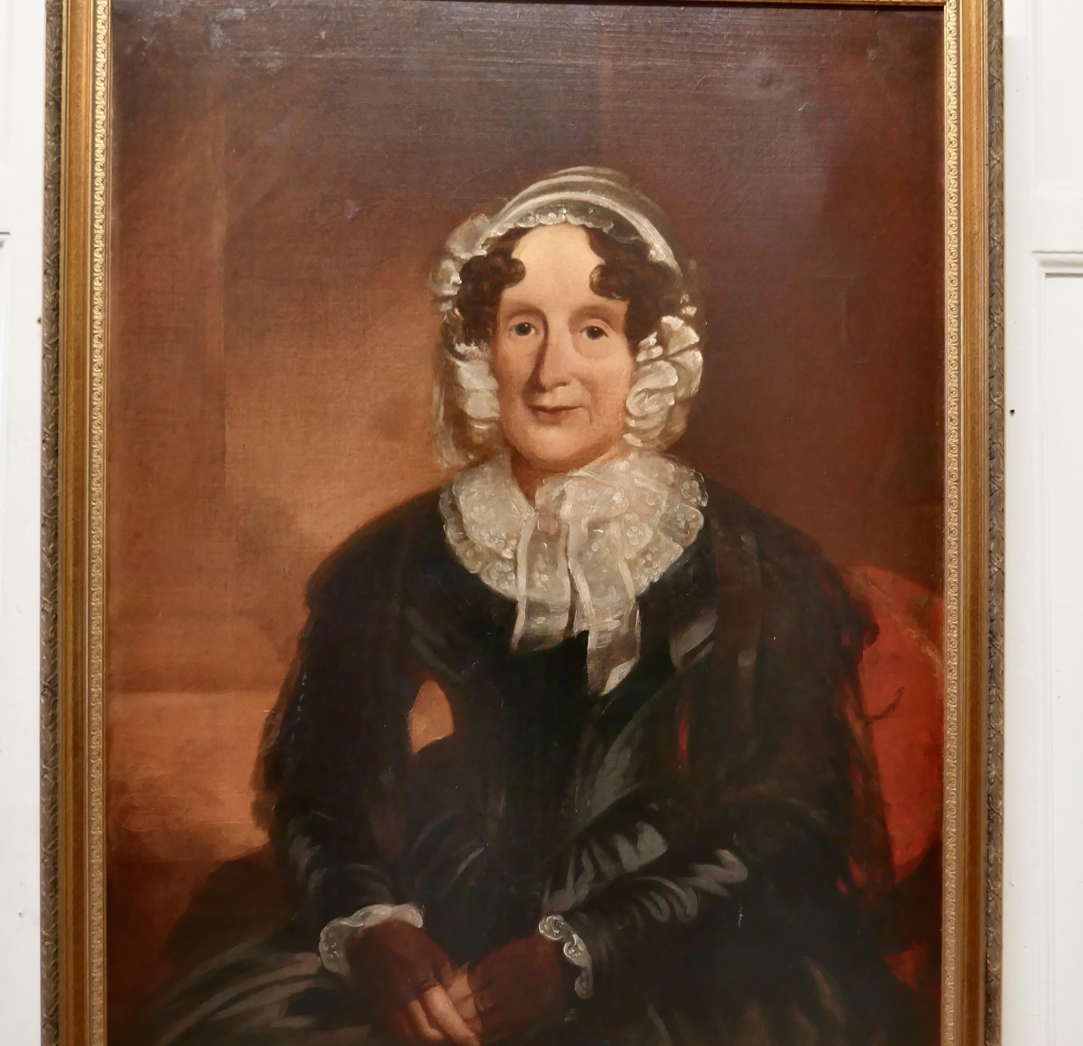 Victorien Portrait d'une femme sur toile du XIXe siècle, huile sur toile en vente